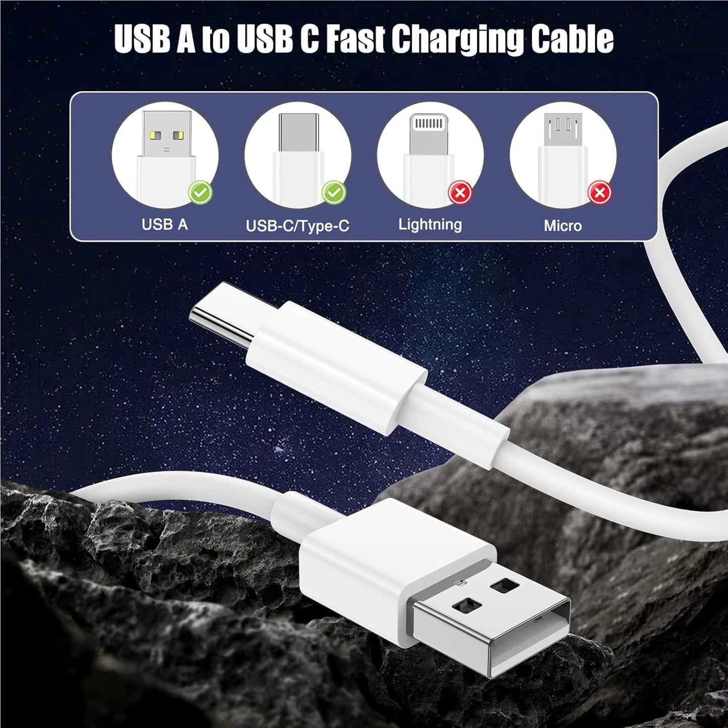 3-Pack 6FT Car Carplay Cable USB A to USB C Cable for iPhone 16 15 Pro Plus Pro Max,for iPad Pro/Air/Mini,for Samsung Galaxy S25/S24/S23,for MacBook Pro/Air and More