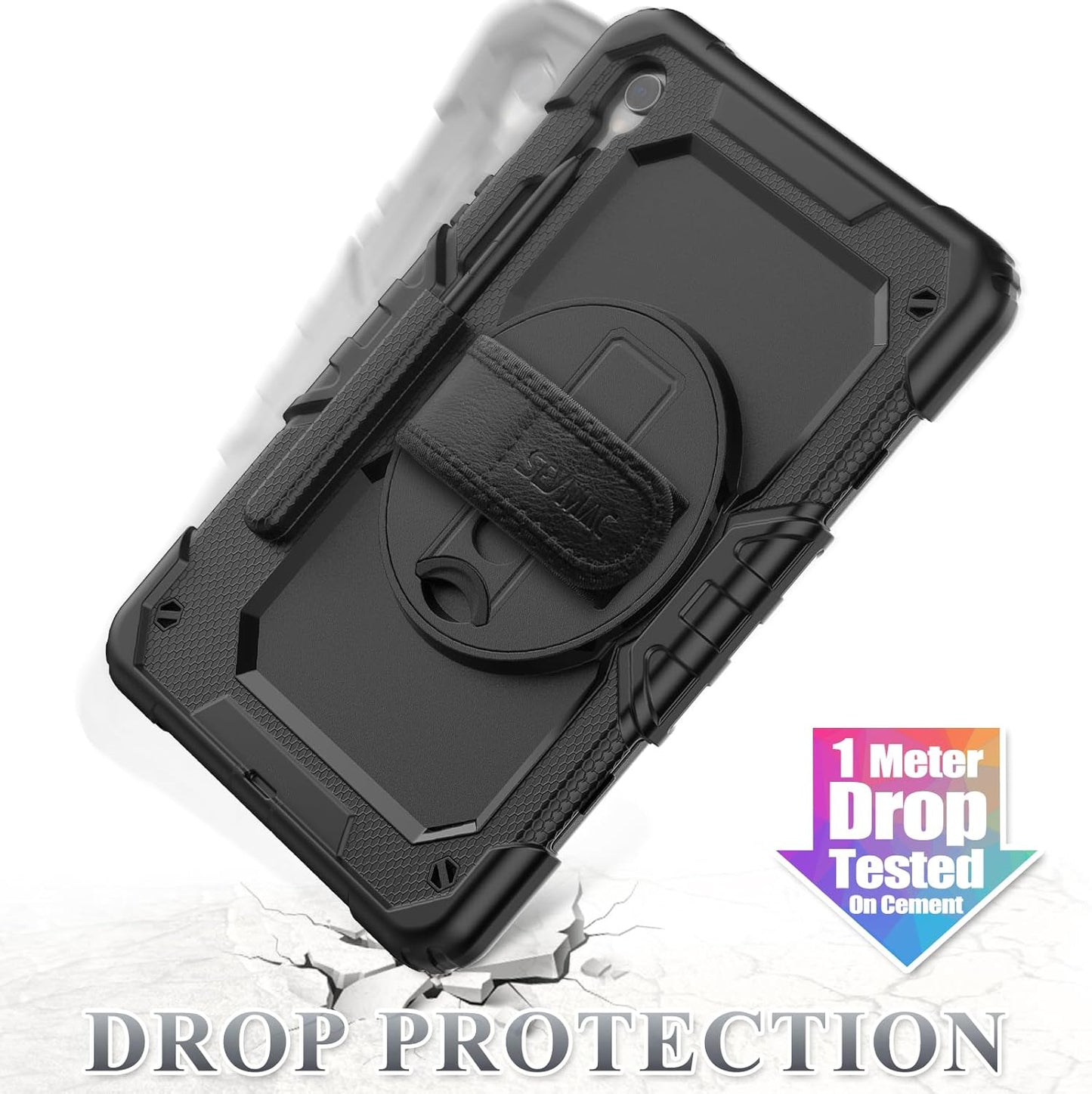 SEYMAC stock Case for Samsung Galaxy Tab S10 FE / S9 / S9 FE 5G Tablet Case Protective with Screen Protector, Pencil Holder, 360 Rotate Stand, Hand Strap, Shoulder Strap, Black1