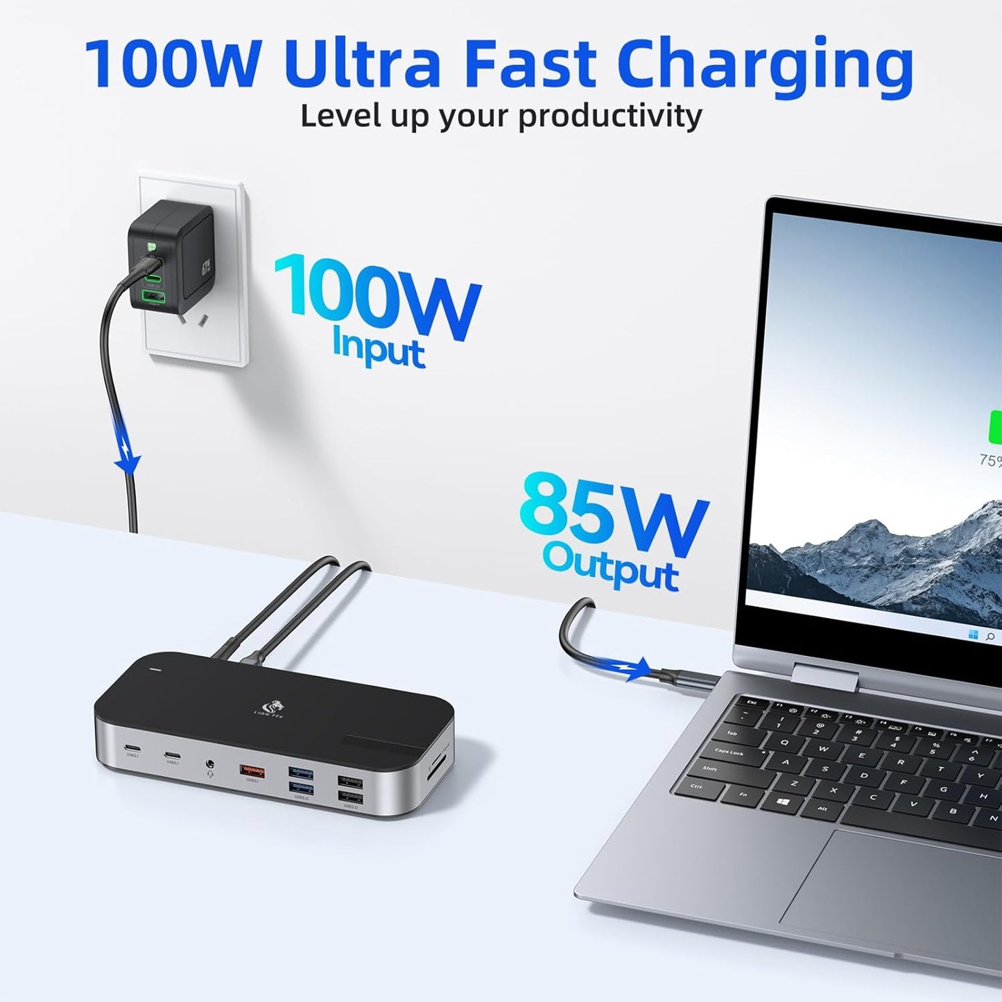 Laptop Docking Station,16 in 1 Docking Station USB C Docking Triple Monitor,USB C Dock Station with 3 HDMI,PD 100W, USB 3.1/3.0/2.0,RJ 45 Ethernet,SD/TF,Audio for Dell/Lenovo(Including Charging)
