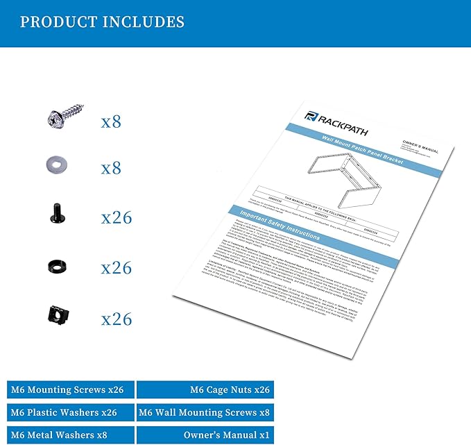 RackPath 6U Wall Mount Network Rack - Patch Panel Bracket for Server and Network Equipment – 11.25 inch Deep – Heavy Duty 150lbs Capacity