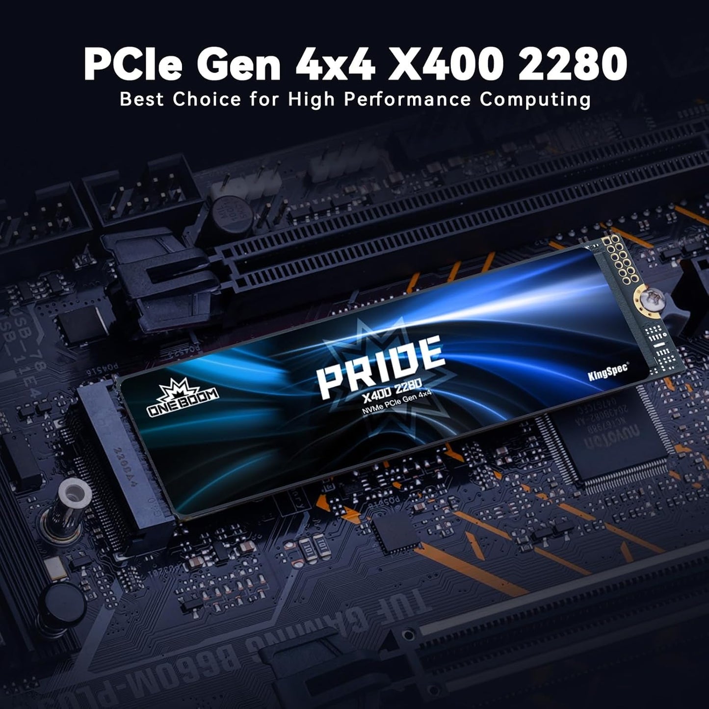 KingSpec OneBoom X400 512GB M.2 SSD Gen4 7300MB/s, TLC 3D NAND Internal NVMe SSD for Gaming & 4K Editing, Compatible with PC / PS5 / Laptop