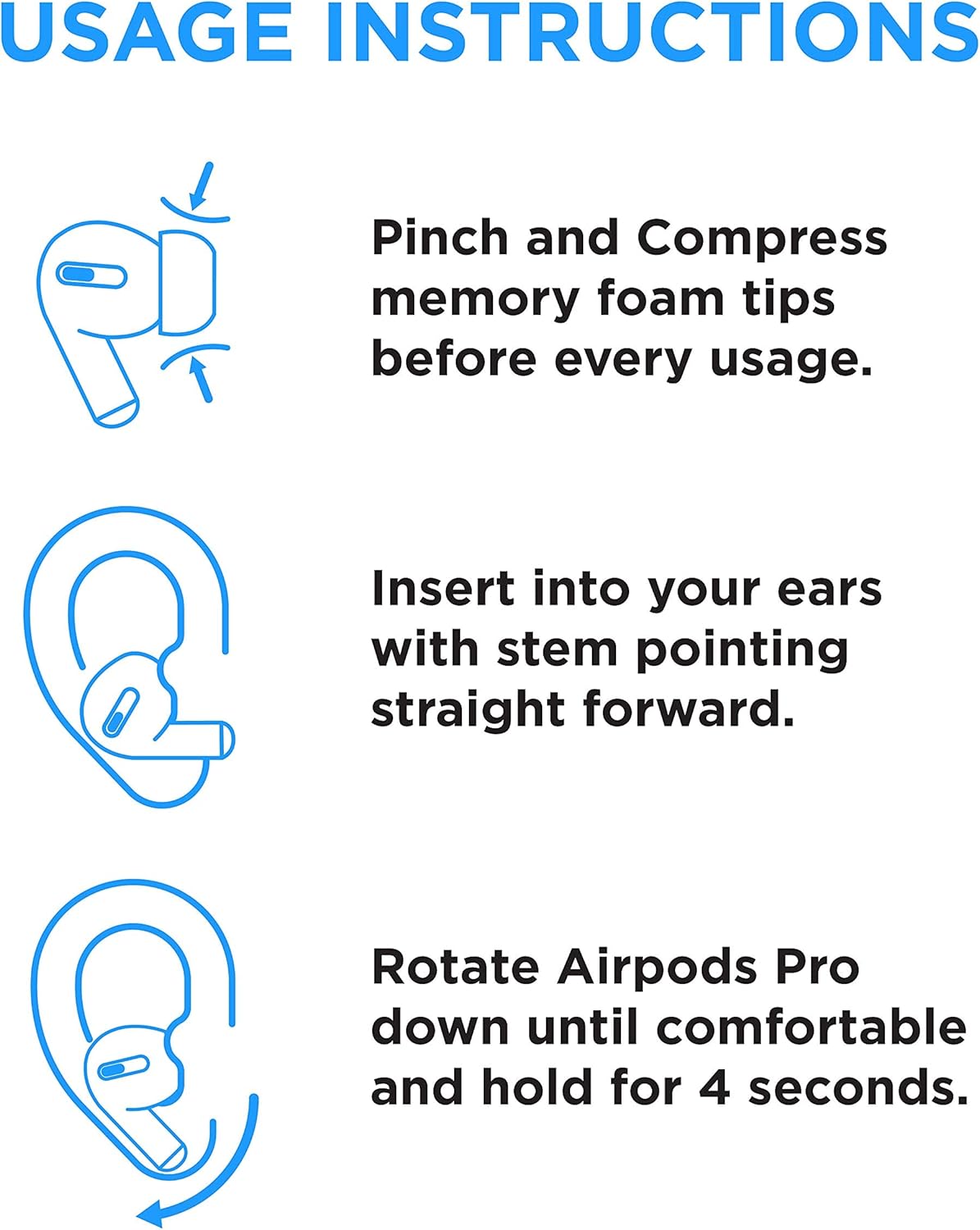 Foam Masters Memory Foam Ear Tips for AirPods Pro 1st & 2nd Gen | Comfortable | Secure | Better Noise Cancellation | Version 3.0 Replacement Buds (Small - 3 Pairs, White)
