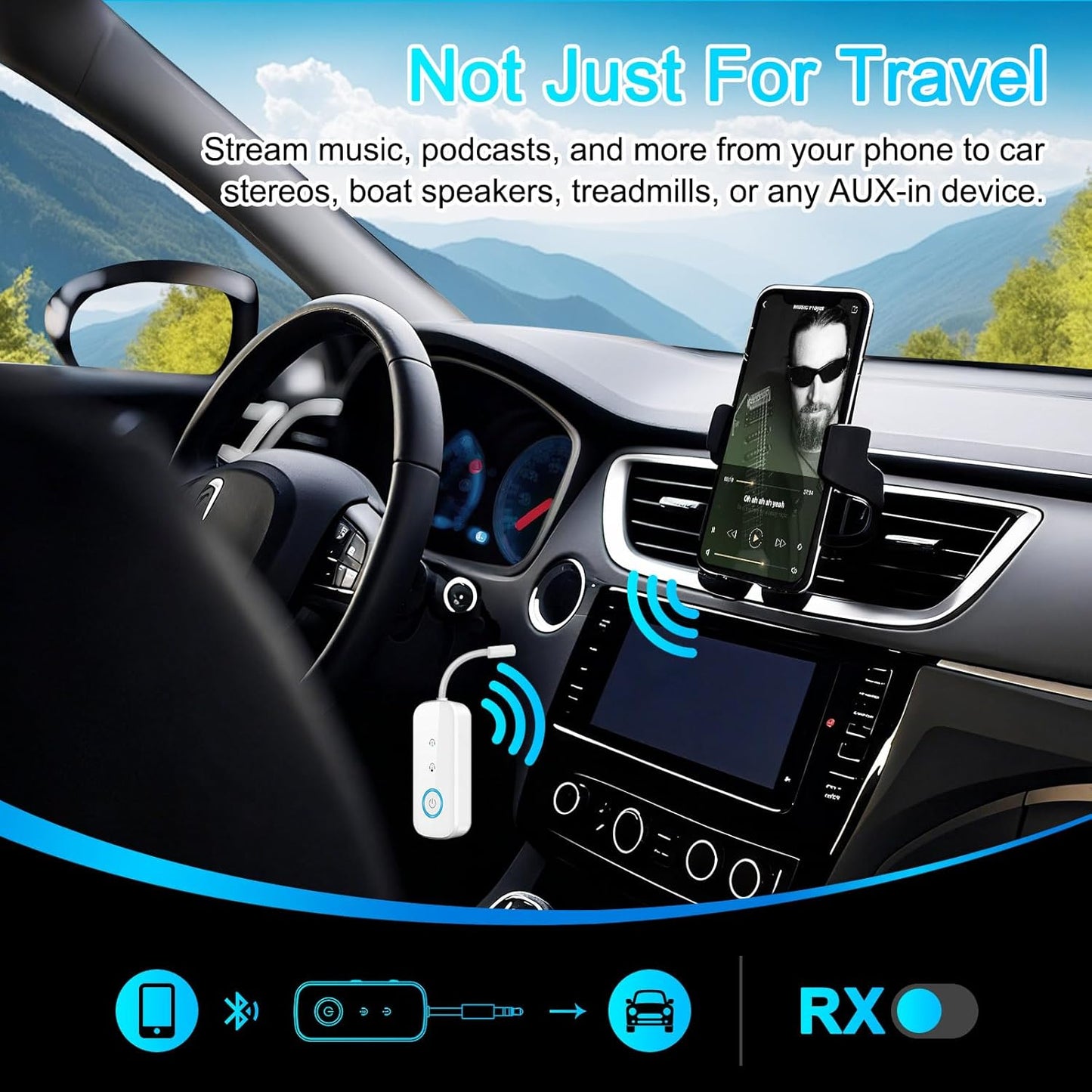 Premium Pro Bluetooth 5.4 Transmitter Receiver,Airplane Audio Adapter,Wireless Transmitter for TV/Travel Flight,Airline,Gym.Supports to 2 AirPods/Headphones,Bluetooth Receiver for Car/Home Stereo