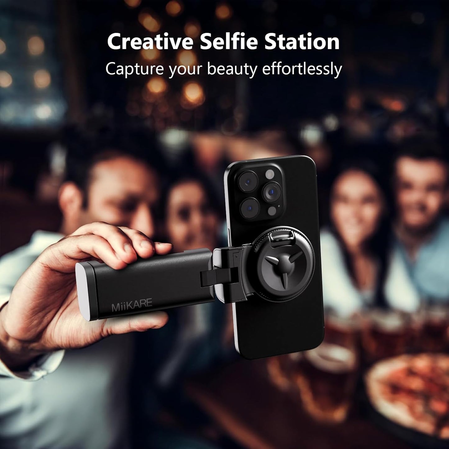MiiKARE Travel Essentials Magnetic Airplane Phone Holder, Universal Handsfree Phone Mount for Flying with 360 Degree Rotation, Travel Must Haves Phone Stand for Desk, Tray Table, Black