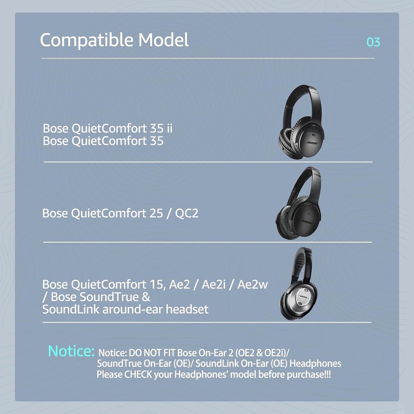 Fabric Comfort - Wzsipod Ear Pads for Bose Quiet Comfort 25/QC25 Headphones, Compatible with QC35 QC35ii QC45 QC15 & More Series, Replacement Exclusive Styles,s2
