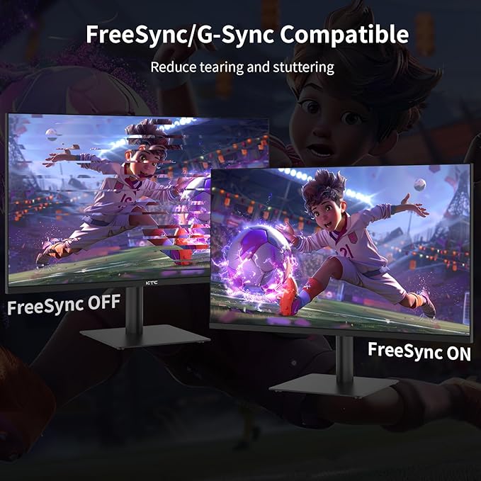 KTC 27 Inch QHD Computer Monitor, 2K 100Hz IPS Gaming Monitor, 1440P Frameless Eye Care PC Office Monitor with HDMI/DP, FreeSync & G-Sync, HDR10, VESA, Tilt Adjustable