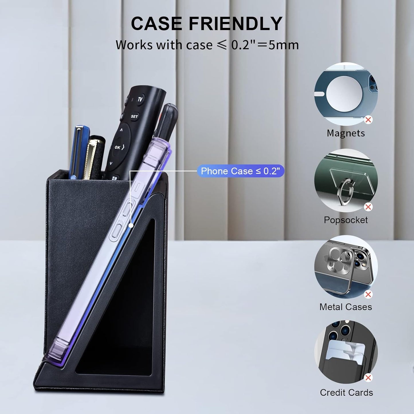 Wireless Charger with Desk Organizer, Wireless Charging Station for iPhone 13/13 Pro Max/13 Pro/12 Series/11/XS Max/XR/X/8Plus/SE 2, Wireless Charging Stand with Leather… (Black S)