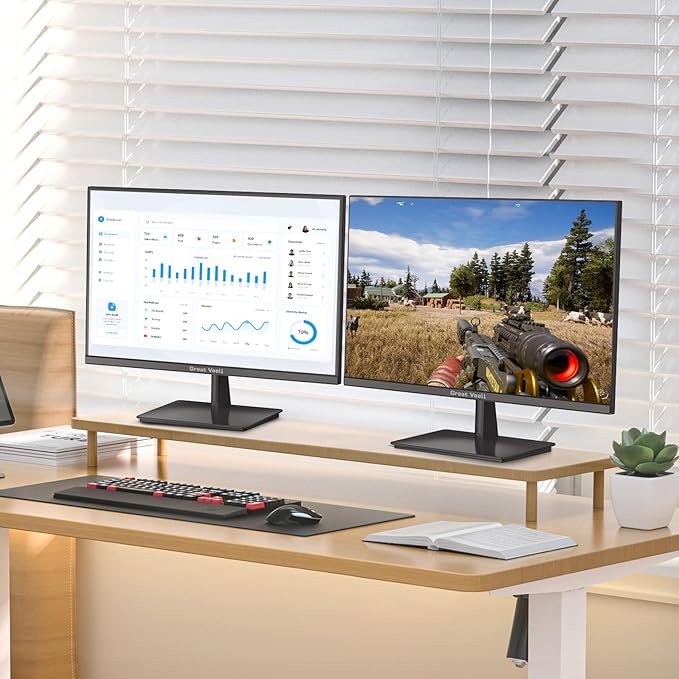 2pack-23.8 Inch Gaming Monitor, 75Hz/FHD(1920 * 1080) 1K Computer Monitor, Support HDMI/VGA Display, FreeSync, 99% sRGB, 1500:1 Contrast Ratio for Home Office & Gaming-Wall Mountable