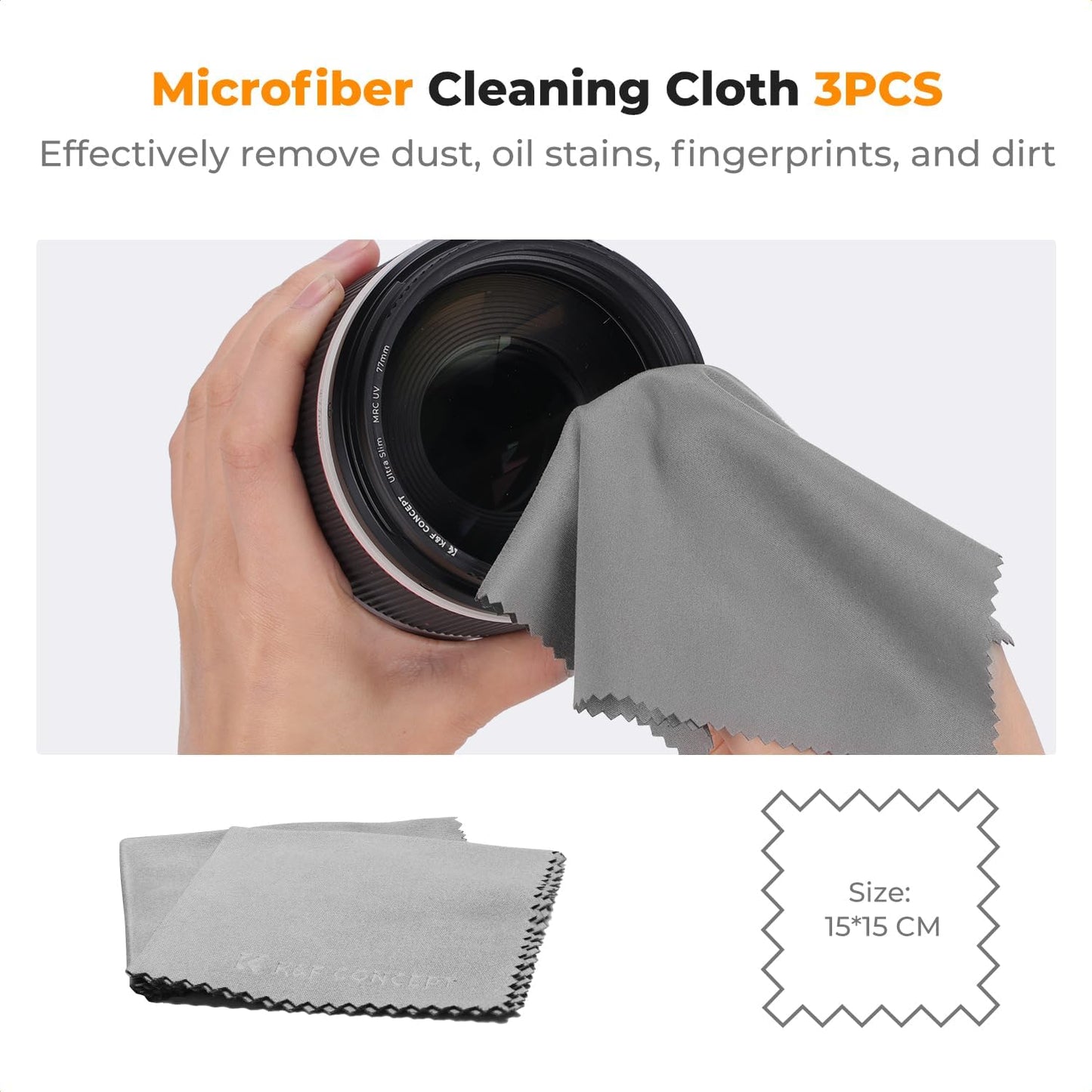 K&F Concept 15-1 Professional Cleaning Kit for DSLR Cameras and Sensitive Electronics, Bundle with Lens Cleaner - Camera Accessories & Photography Accessorie for DSLR Camera Lens Filter Cell Phones