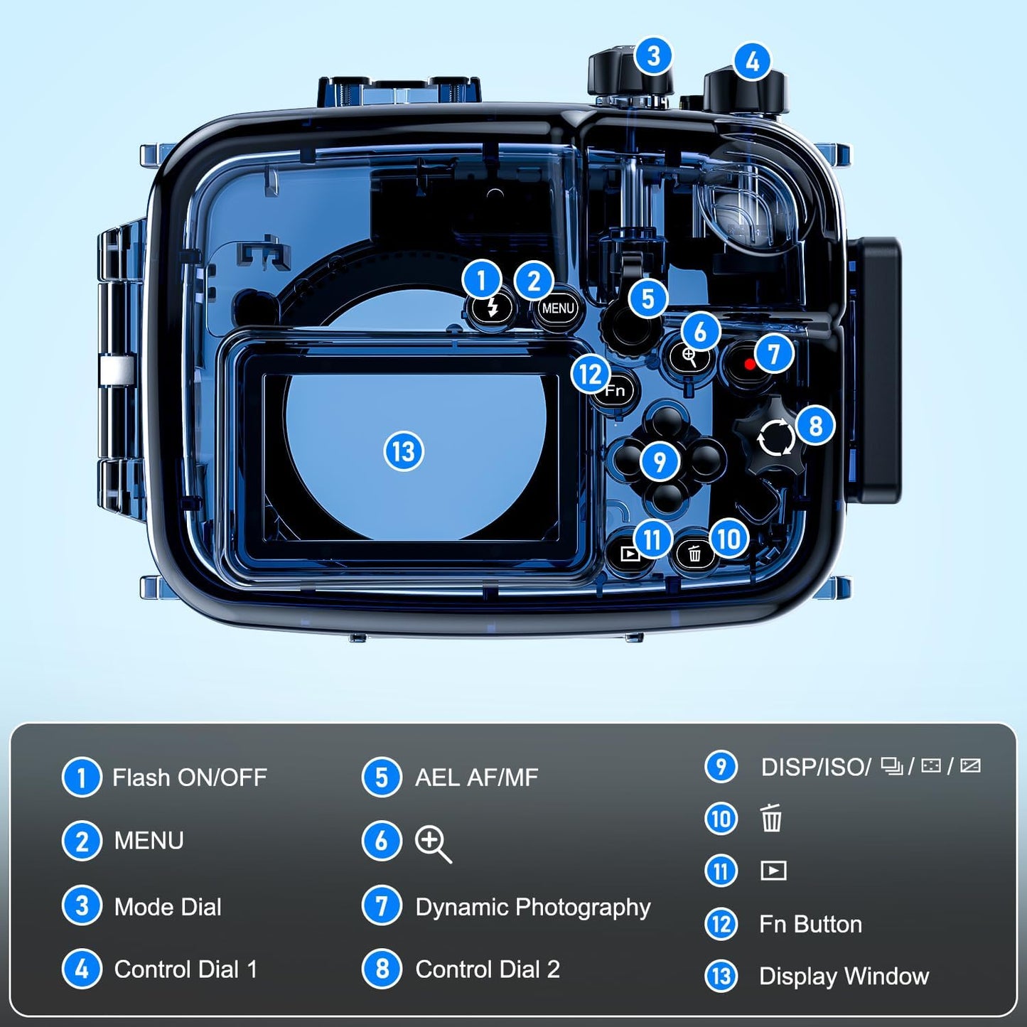 Sea frogs Waterproof Camera Housing Compatible with Sony A6000/A6300/A6500 IPX8 60m/196ft Maximum Diving Depth Underwater Camera Case for Diving, Surfing, Rowing, Skiing