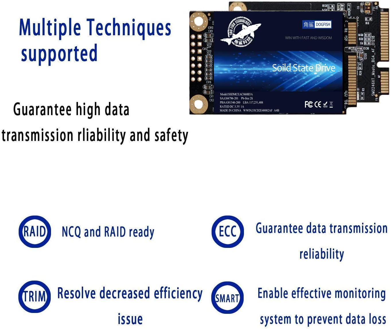 SSD SATA mSATA 128GB Dogfish Internal Solid State Drive High Performance Hard Drive for Desktop Laptop SATAIII 6Gb/s Includes SSD 16GB 32GB 60GB 64GB 120GB 128GB 240GB 250GB 480GB 500GB (128GB Msata)