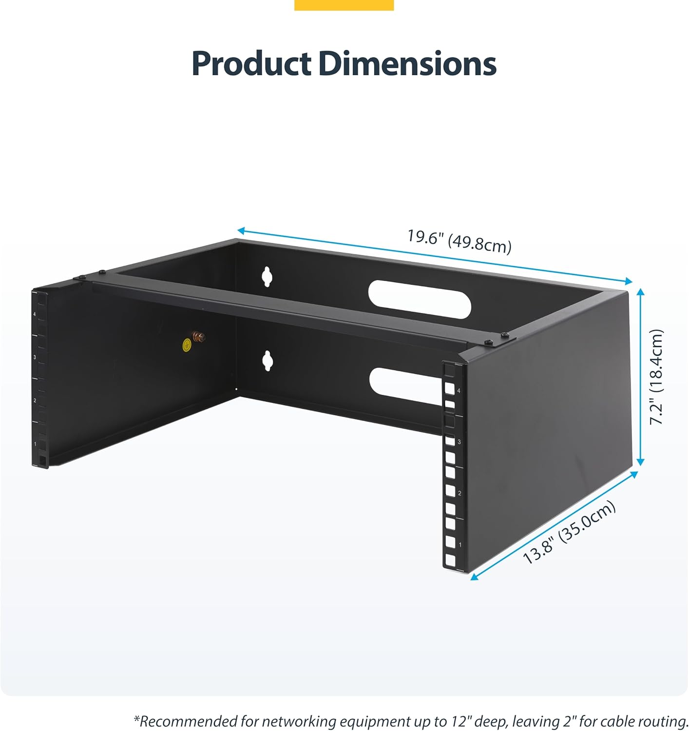 StarTech.com 4U Wall Mount Network Rack - 14 Inch Deep (Low Profile) - 19" Patch Panel Bracket for Shallow Server and IT Equipment, Network Switches - 44lbs/20kg Weight Capacity, Black (WALLMOUNT4)