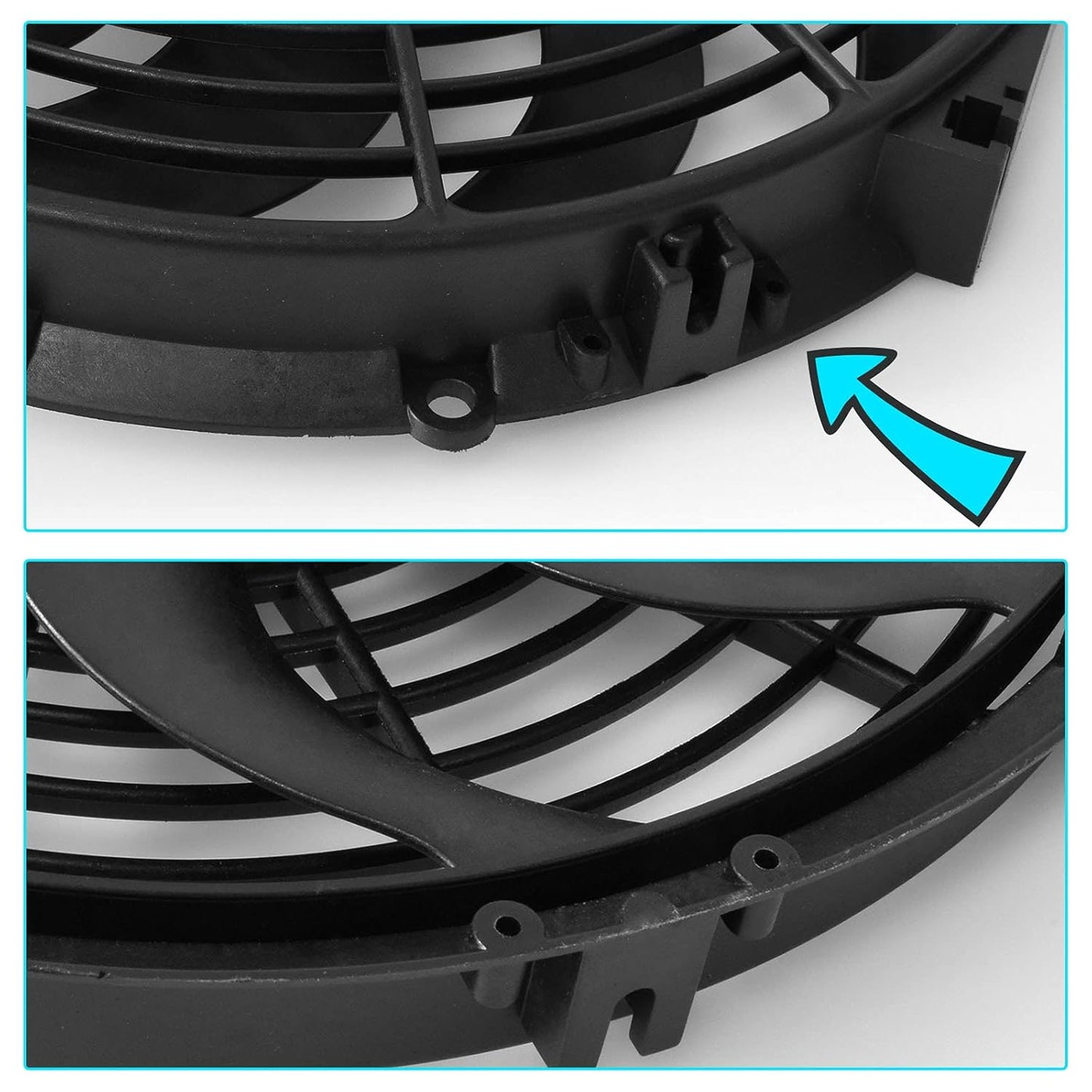 MuHize Radiator Cooling Fan - 12V 80W Universal Electric 10-Inch Fan Assembly with Bolt-On Kit, SAE Radiator Fans for Cars & SUVs (Black)