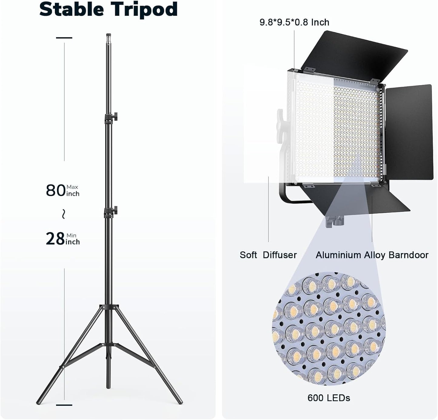 Pixel K80 Bi Color Photography Lighting with Remote, 2-Pack 45W 3200K-5600K Dimmable LED Video Light, Panel Light for Studio/Gaming/Streaming/YouTube/Videography/Film/Video Recording