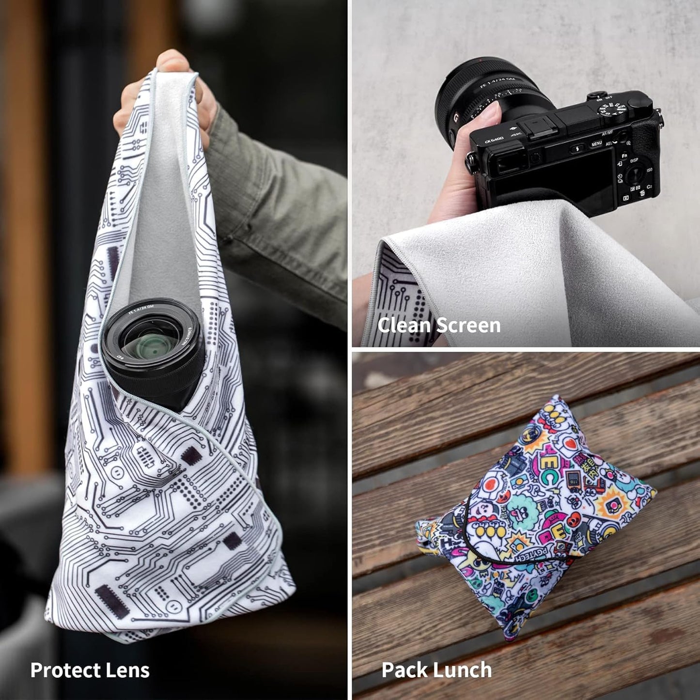 PGYTECH Protective Wrap, Anti-scratch Lens Wrap, Lens Protector, Magic Self-Adhesive Cloth Protective Wrapper for DSLR/Camera/Phone/Accessories