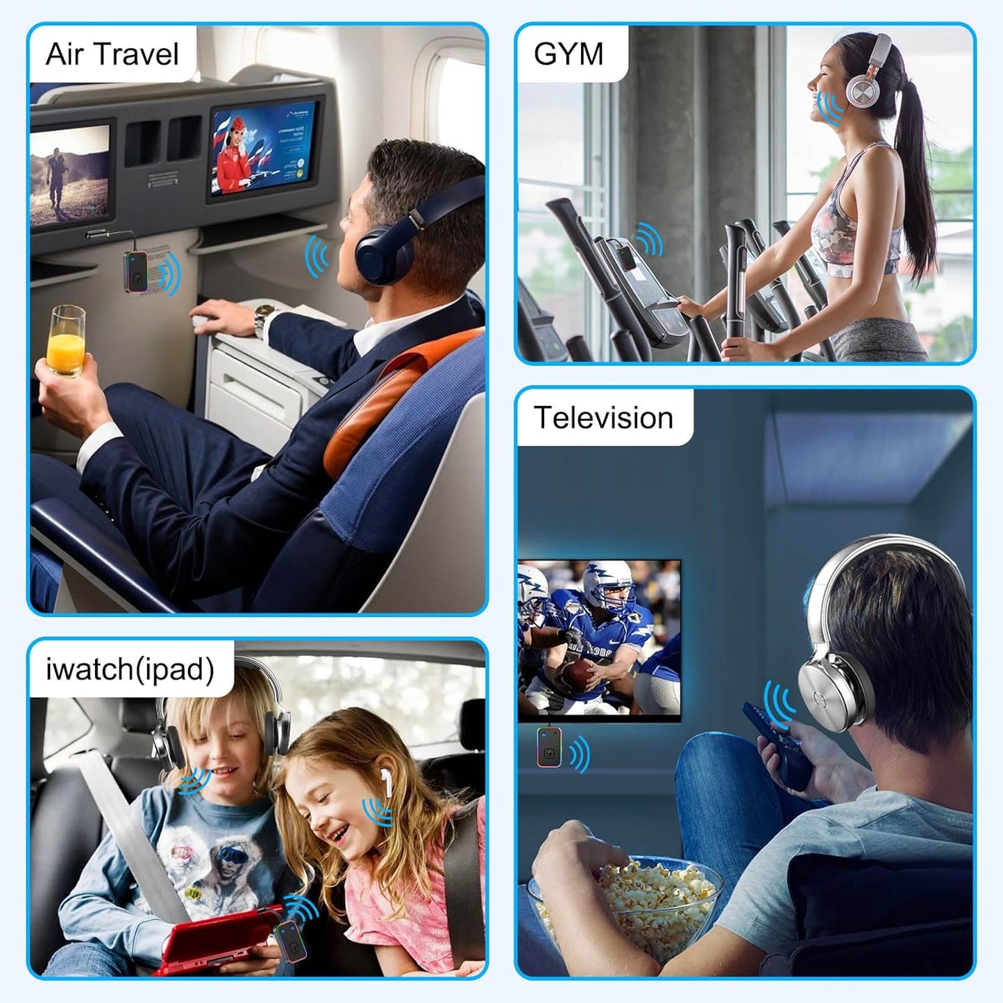 2025 Beeitzie Ultra Airplane Bluetooth 5.4 Transmitter for All Headphones, aptX LL, Supports 2 Headphones/AirPods, Wireless Audio Adapter for in-Flight, TV, Gym, Tablets,Metal Frame