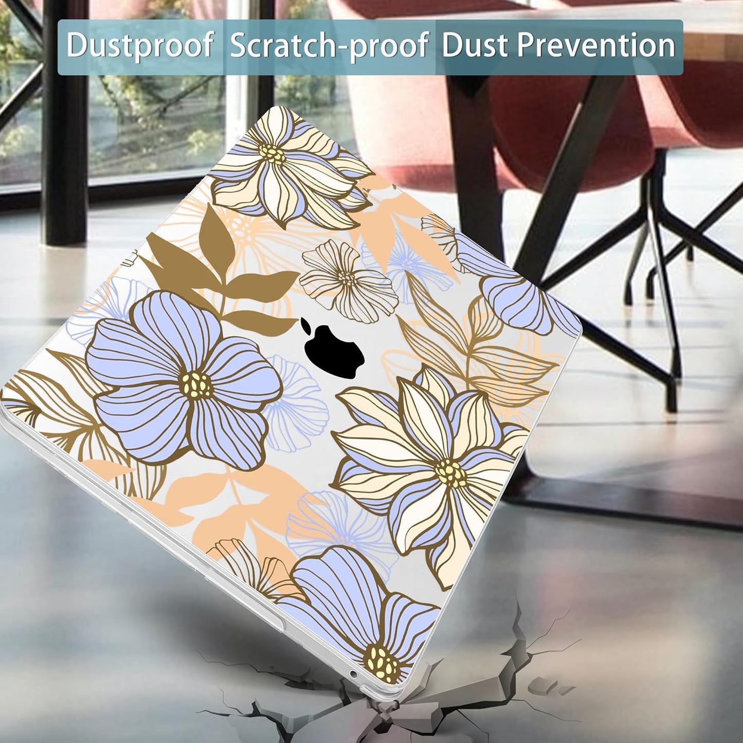 Mektron for MacBook Pro 13-inch Case 2022 2021 2020 Release A2338 M2 M1 A2289 A2251, Printed Plastic Hard Shell Cover for New MacBook Pro 13.3-inch Touch Bar Fits Touch ID,Abstract Floral