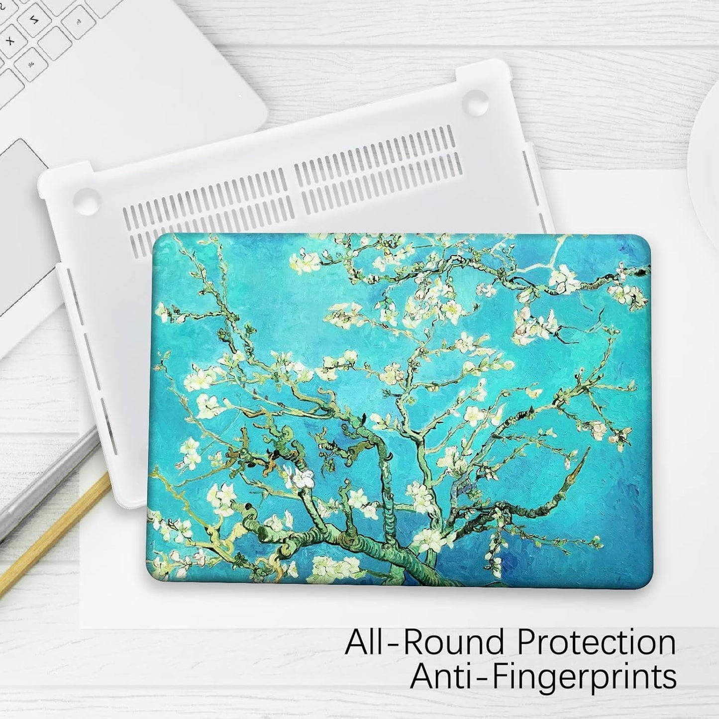 Compatible with MacBook Pro 13 inch Art Case Skin, 2022, 2021, 2020-2016 Release A2289/A2251/A2338 M1 Flower Durable Hard Shell with Keyboard Cover & Screen Protector (Almond Blossom by Van Gogh)