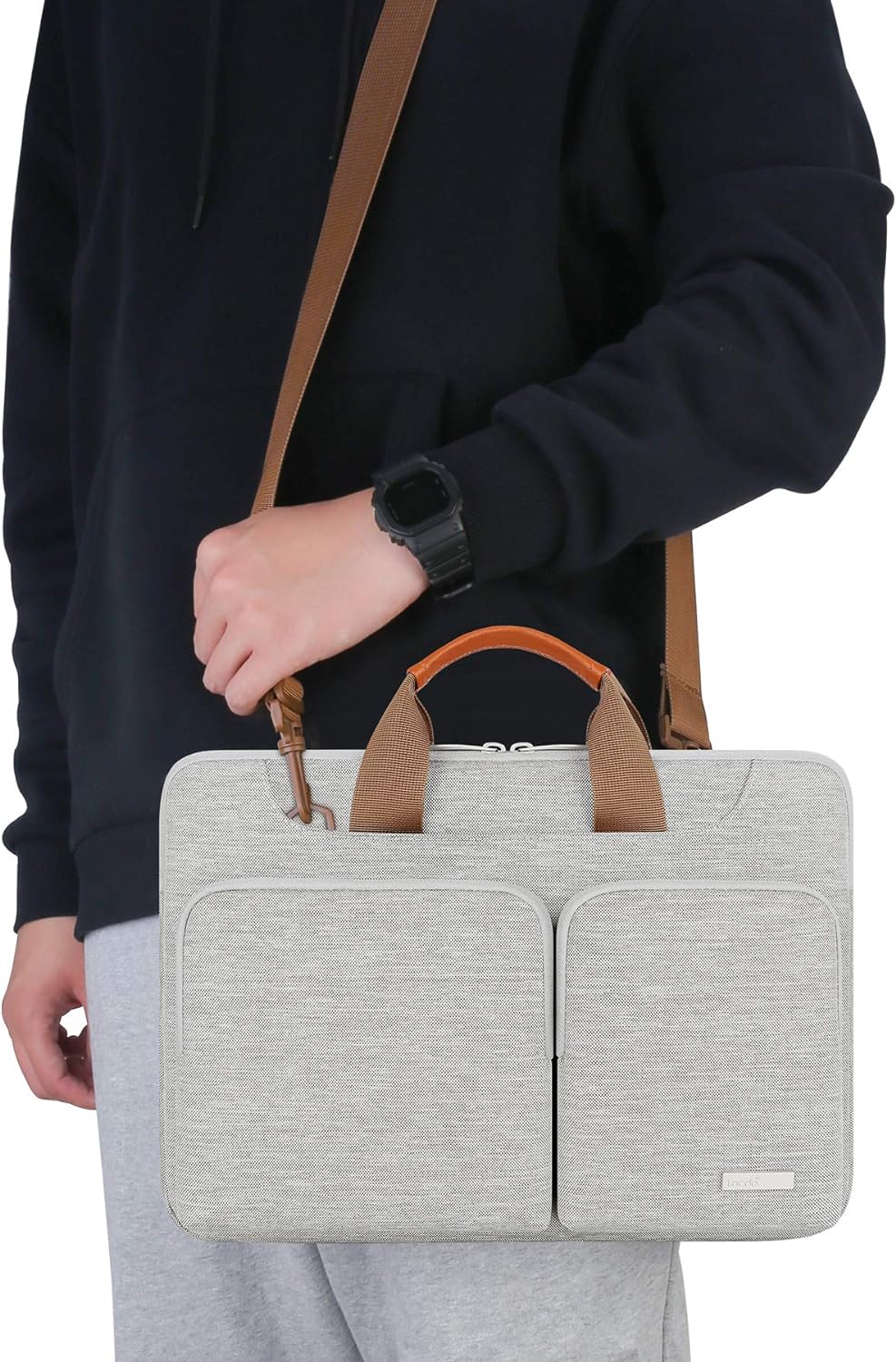 Lacdo 360° Protective Laptop Shoulder Bag, 16 inch Laptop Bag for 16 inch New MacBook Pro M4/M3/M2 /M1 Pro Max A3403 A3186 A2991 A2780 A2485 2024-2019, 15" Surface Laptop 7th Copilot+PC Computer, Gray