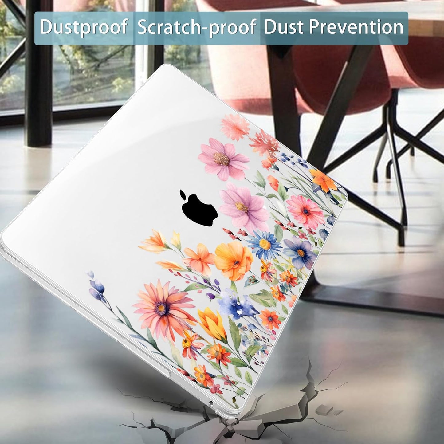 Mektron for MacBook Pro 13-inch Case 2022 2021 2020 Release A2338 M2 M1 A2289 A2251, Printed Plastic Hard Shell Cover for New MacBook Pro 13.3-inch Touch Bar Fits Touch ID,Floral P165