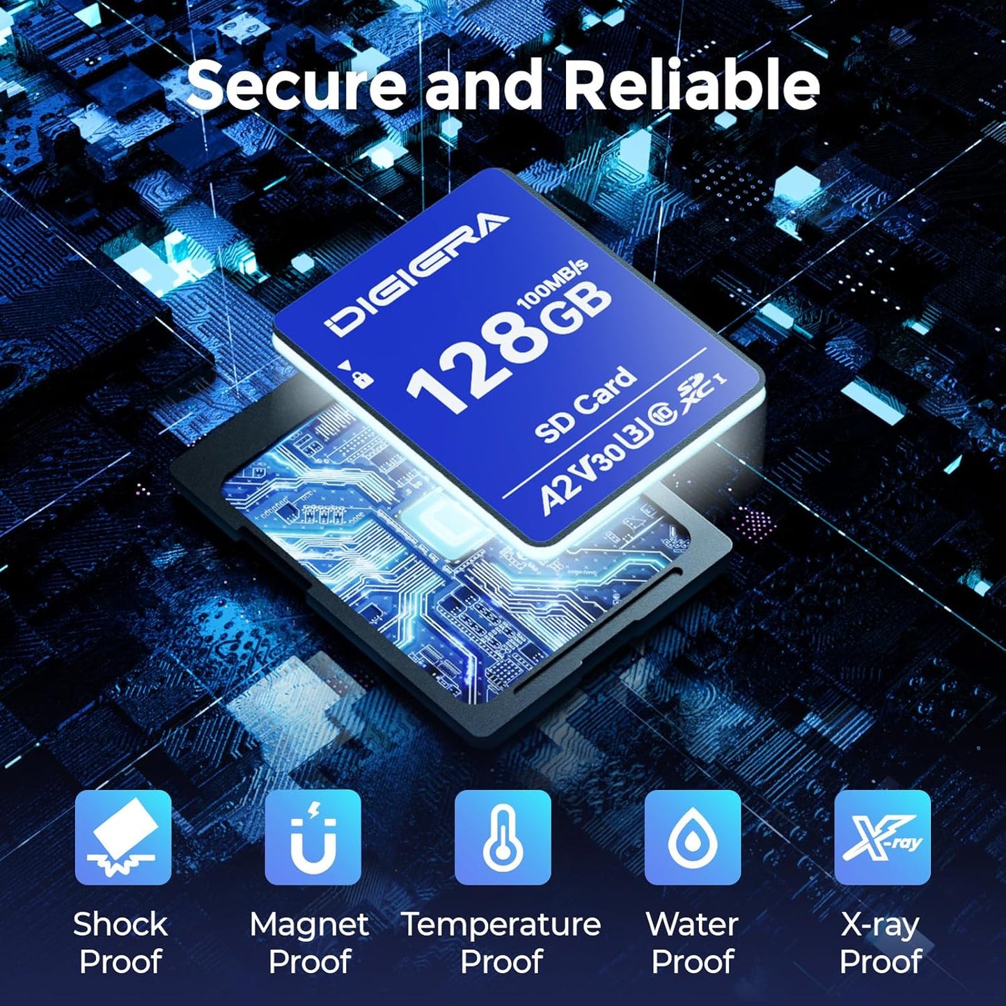 128GB CS100 SDXC UHS-I Memory Card - up to 100MB/s, C10, U3, V30, 4K UHD, SD Card for Computers, Digital Cameras, Home Theatre Devices, Car Navigation Systems (1 Pack)