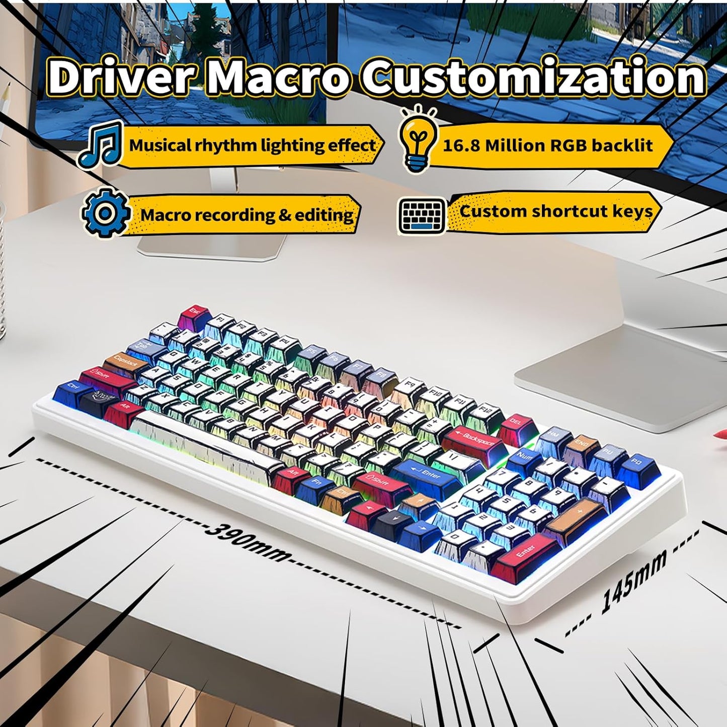 x Aula F99 Wireless Gaming Keyboard, Bluetooth Mechanical Keyboard Hot Swappable Custom Creamy Computer Keyboards, RGB Backlit, Tri-Mode BT5.0/2.4GHz/USB-C, Gasket Structure, Pre-lubed Linear Switches