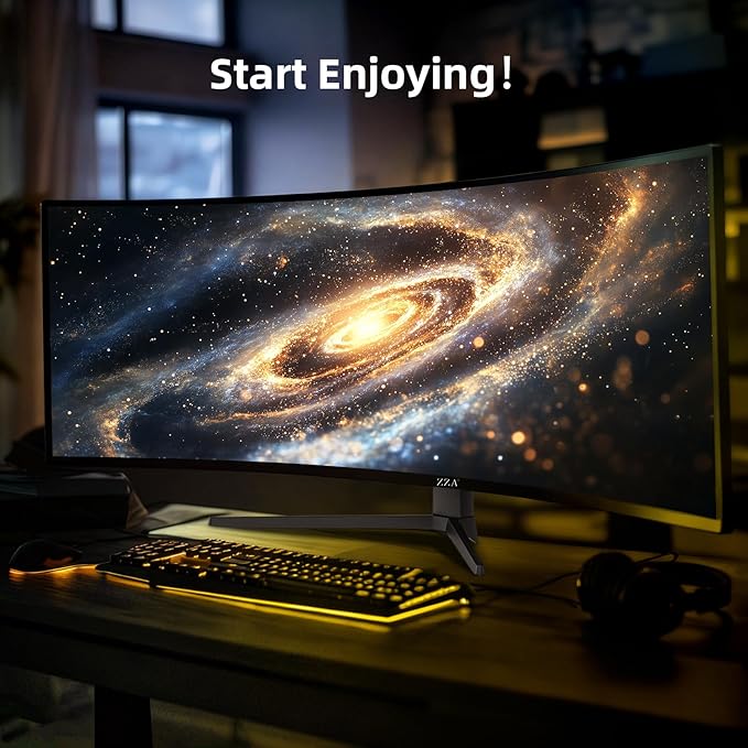 49 Inch Ultrawide Curved Gaming Monitor, Dual QHD 5120×1440 32:9, 165Hz 1ms, HDR, G-Sync & FreeSync Compatible, 1500R VA Display, Low Blue Light, HDMI & DP, Height Adjustable, VESA Mountable