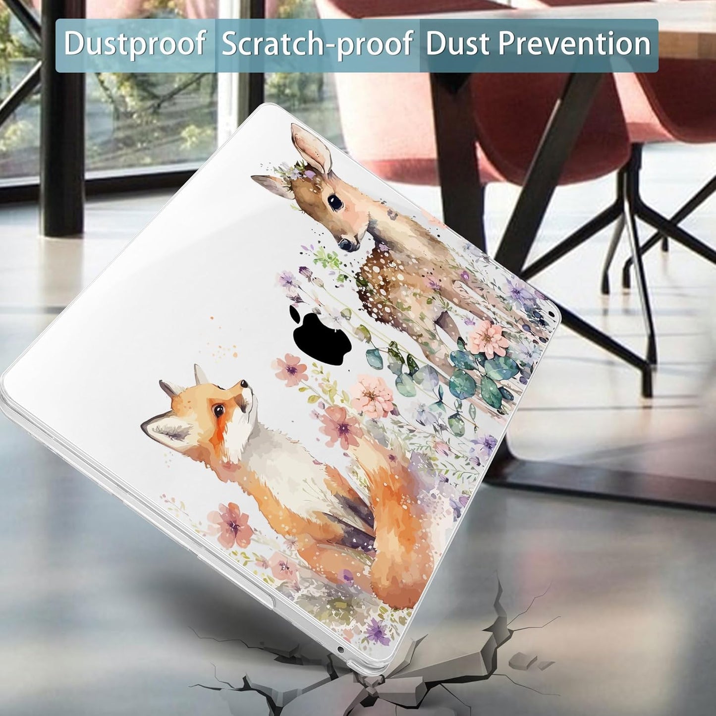 Mektron for MacBook Pro 13-inch Case 2022 2021 2020 Release A2338 M2 M1 A2289 A2251, Printed Plastic Hard Shell Cover for New MacBook Pro 13.3-inch Touch Bar Fits Touch ID,Fox and Deer