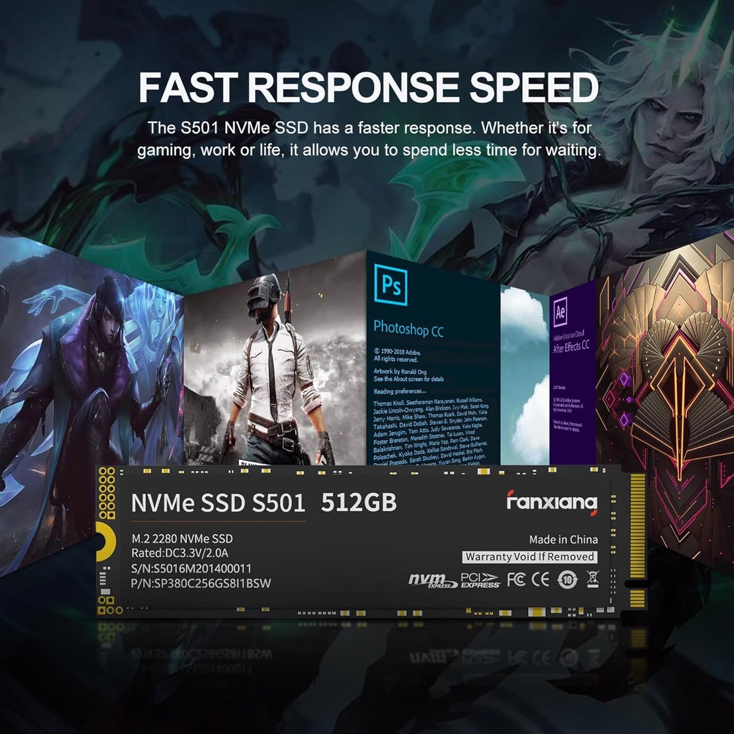 S501 512GB NVMe SSD 3D NAND1.3 PCIe Gen3x4 M.2 2280 Internal Solid State Drive (Read/Write Speed up to 2,150/1,600 MB/s) Compatible with Laptop & PC Desktop