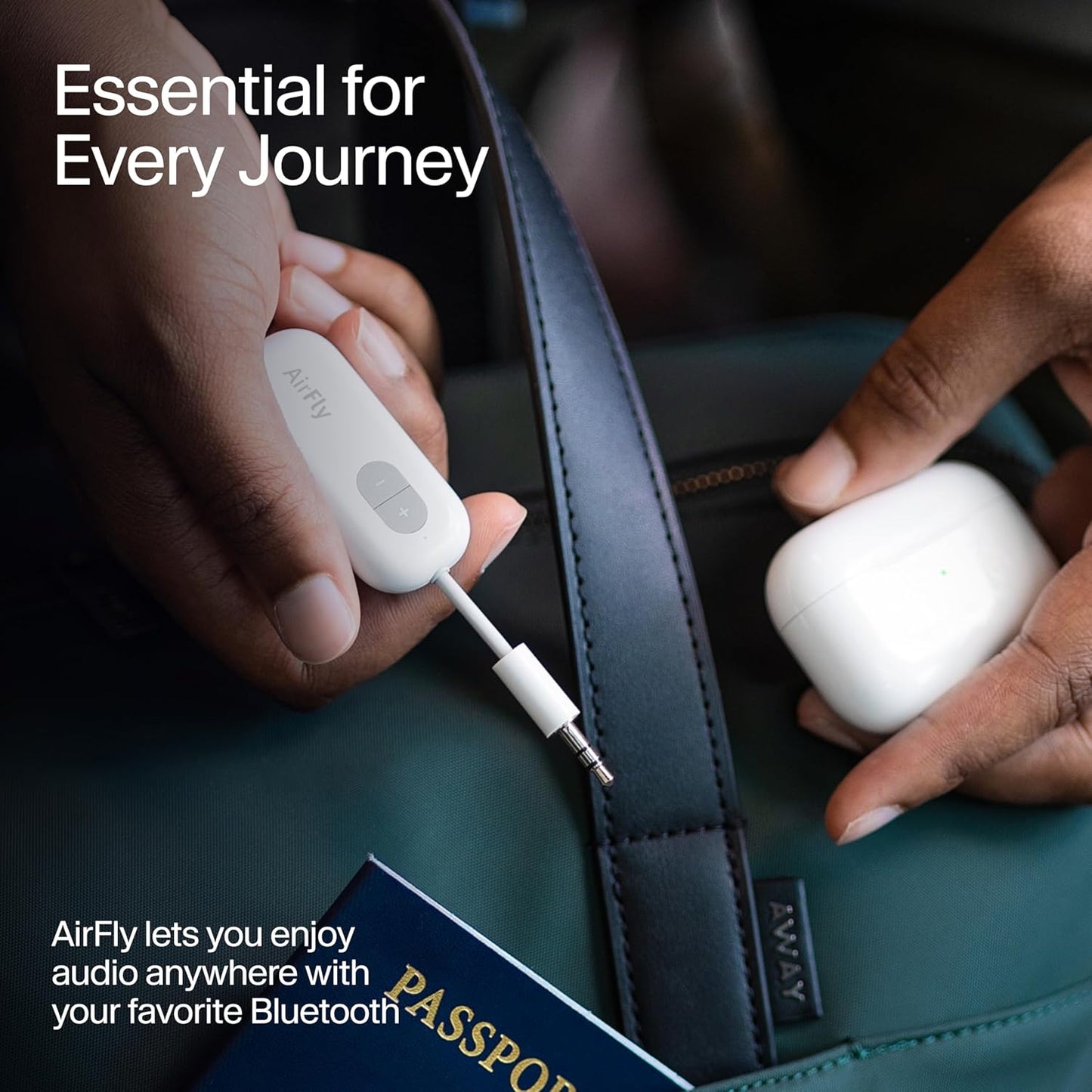 Twelve South AirFly SE | Bluetooth Wireless Audio Transmitter Adapter for AirPods/Headphones, 20+ Hr Battery, Works with 3.5mm aux Jacks on Airplanes, TVs, Gym Equipment, and Travel