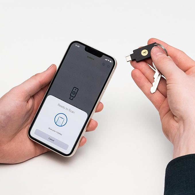 Yubico - Security Key C NFC - Basic Compatibility - Multi-Factor authentication (MFA) Security Key and passkey, Connect via USB-C or NFC, FIDO Certified