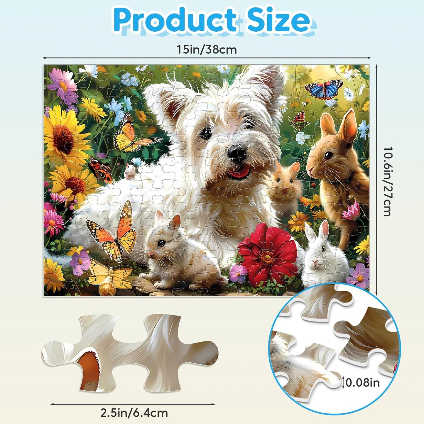 4 Packs 100 Piece Puzzles for Kids Ages 4-6 - Lovely Animals Large Piece Jigsaw Puzzles for Seniors Educational Toys Gifts Kids Puzzle for 4 5 6 7 8 9 Year Olds Boys Girls