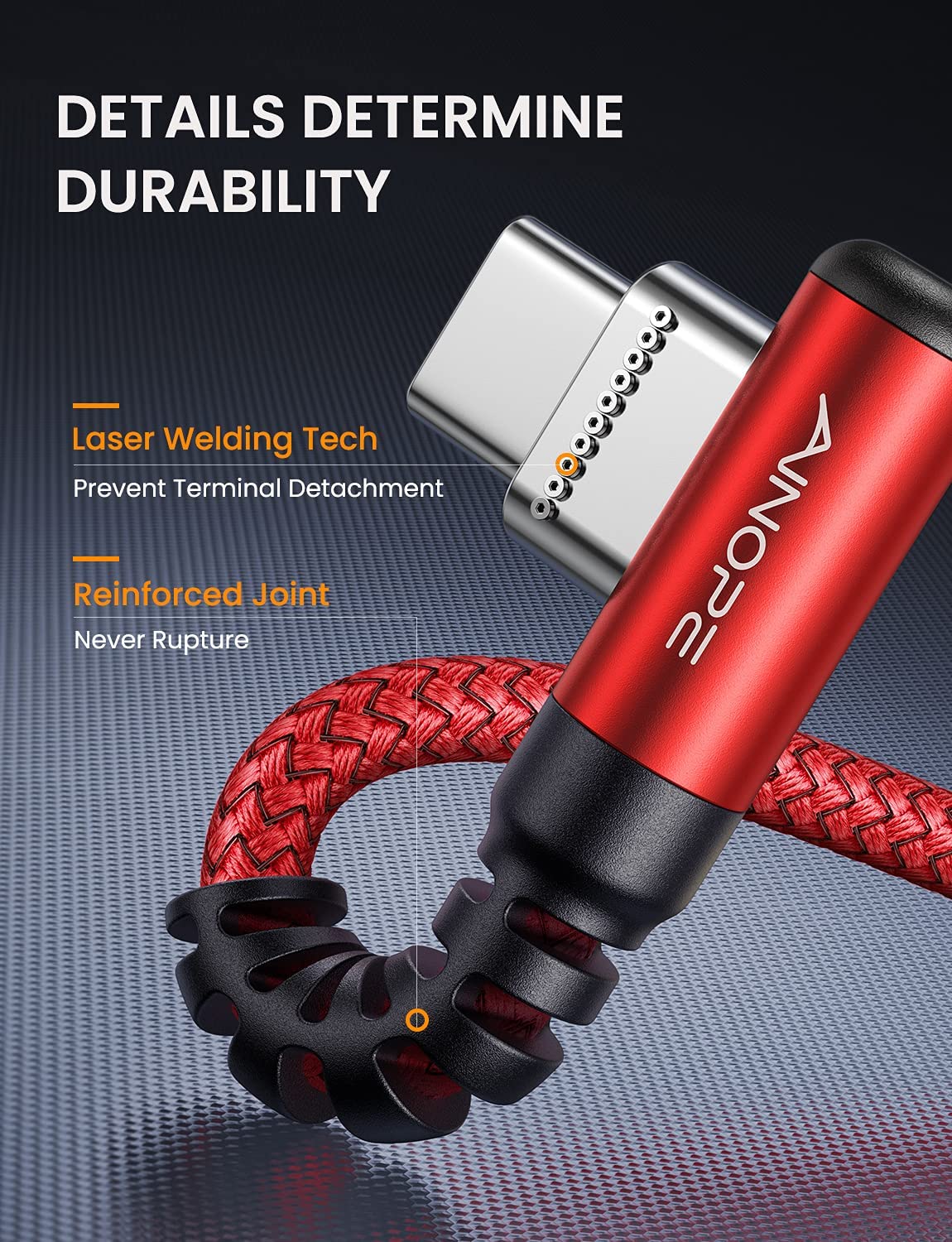 AINOPE USB C Fast Charging Cable 3.1A Right Angle 10ft/3m USB to USB C Cable, Durable Nylon Braided Type C Cord Compatible with Galaxy S10 S9 S8 Plus, A51 A11 A10 A20, V50 V40 G8 G7