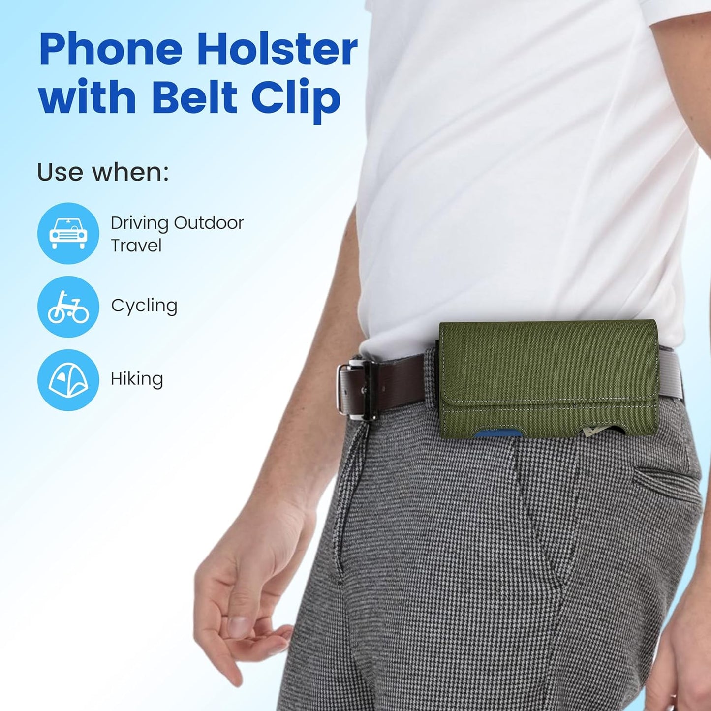 Mopaclle Nylon Horizontal Phone Holster for Men Belt, Magnetic Closure Cell Phone Belt Holder with Metal Clip and Dual Belt Loops for iPhone 13 mini, 12 mini, SE 2022, SE 2020, iPhone 8, 7, 6S, 6