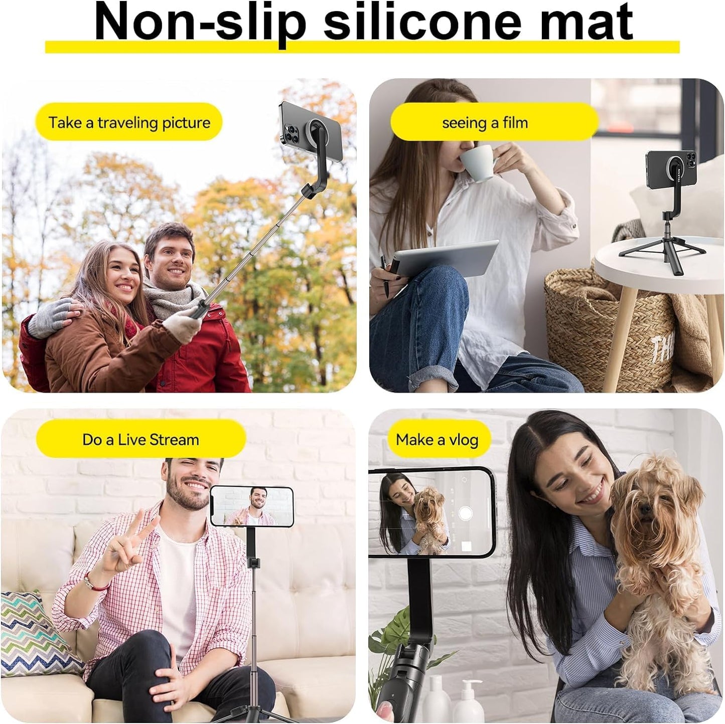 Tripod for iPhone, Selfie Stick for iPhone with Remote, Phone Tripod for Recording,Compatible with All Cell Phone and Camera, A67P-C (52")