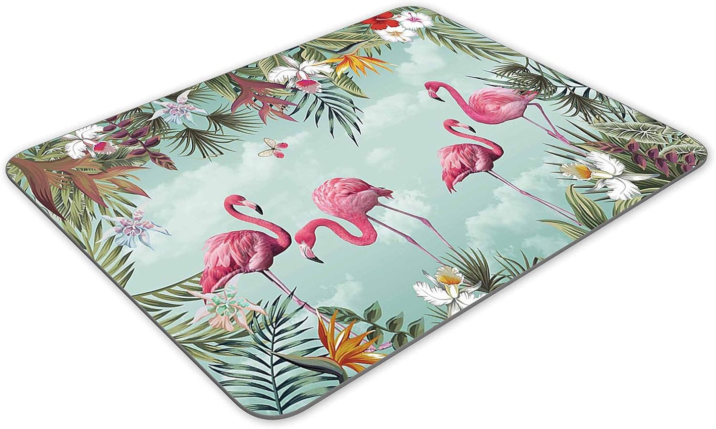 Tropical Leaves and Flamingo Gaming Mouse Pad, Rectangle Mouse Pad Size(9.84"x7.87")