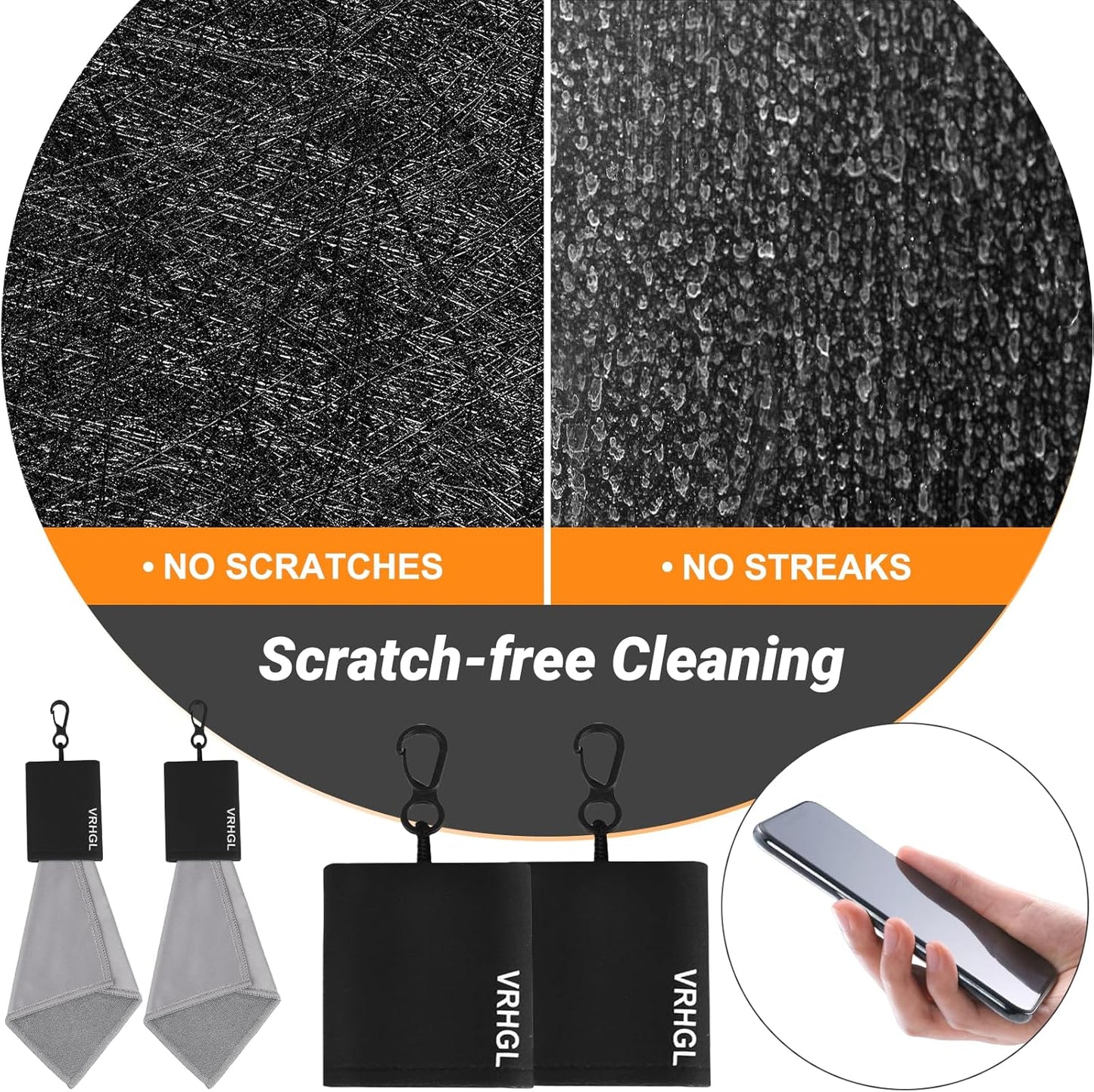 2-Sided Glasses Cleaner & Polishing Cloths,Portable Glasses Cleaning Kit,Microfiber Eye Glasses Lens Cleaning Coth Wipes Kit with Pouch,Color 6X 6-Inch