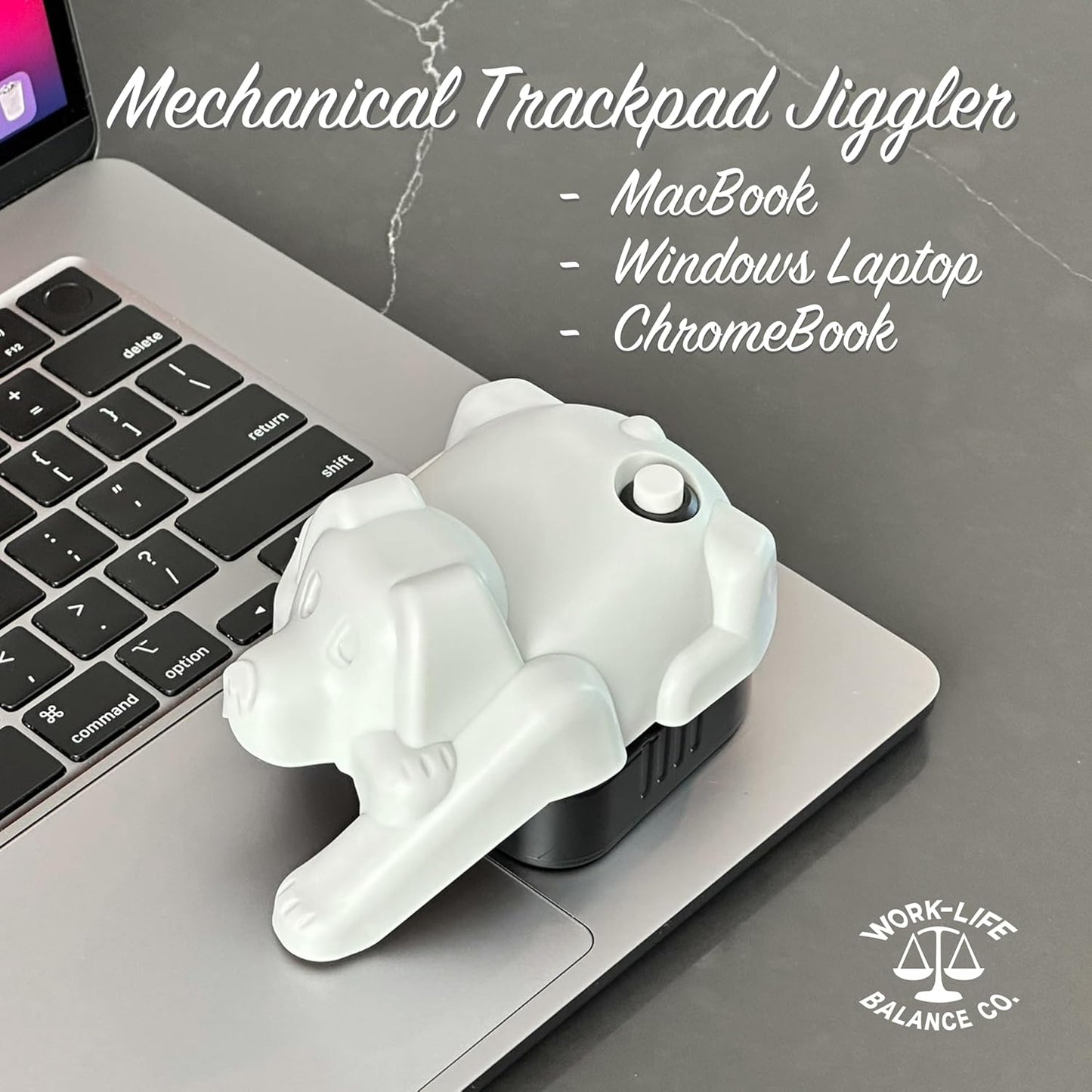 Laptop Trackpad Jiggler -AA Battery Lasts 6 Months -Undetectable -Cordless Mouse Jiggler -Does Not Work on DeII -Keeps Touchpad Active, Laptop Awake -Mechanical Mouse Mover -ON/Off Switch (Gray Dog)