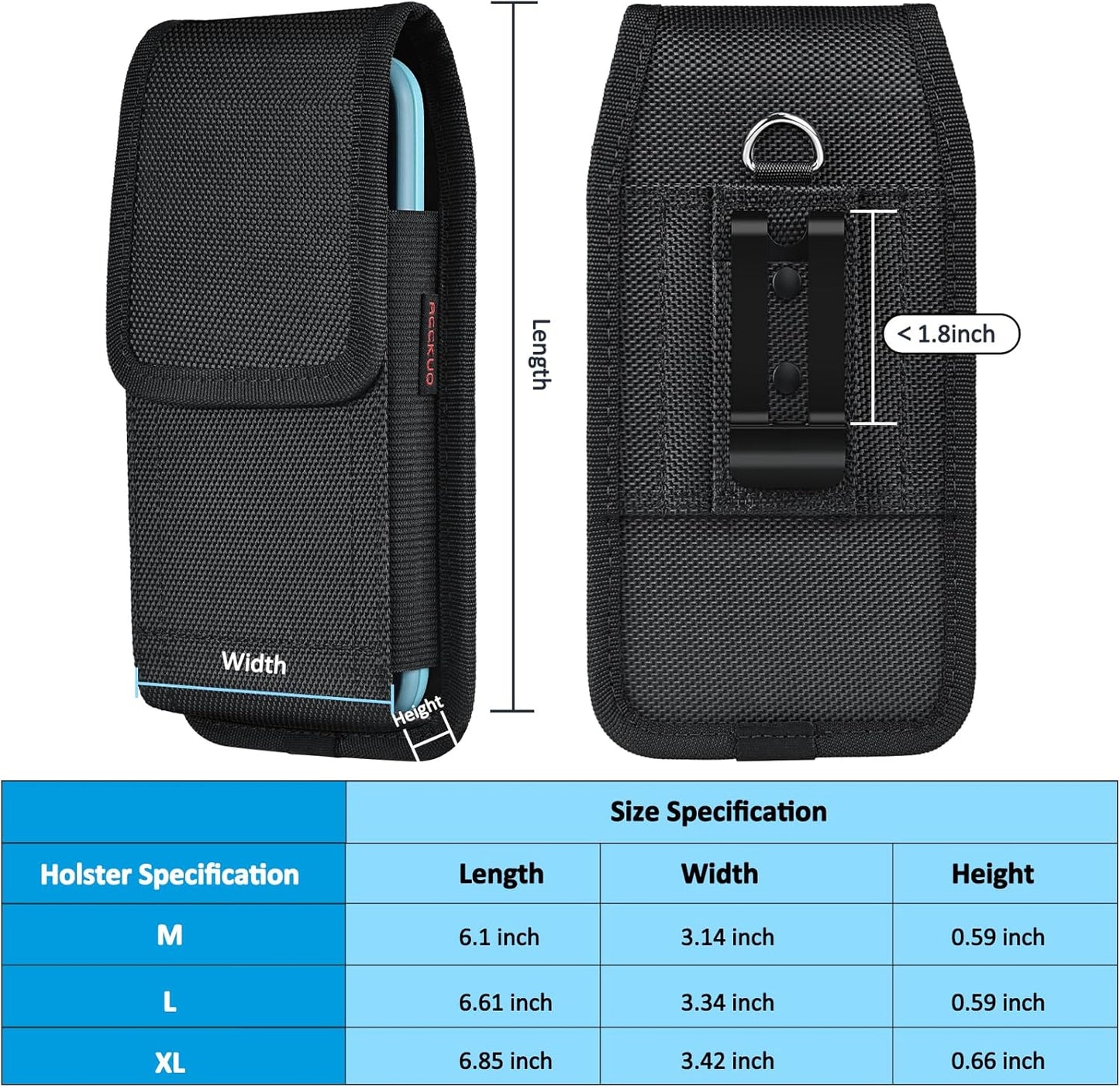 Phone Holster for Belt with Metal Clip and Magnetic Closure Compatible with Galaxy S25/S24/S23/S22/S21/S20 Ultra A16 A26 A35 A36 A55 A56 for Everyday Protection, XL-Black