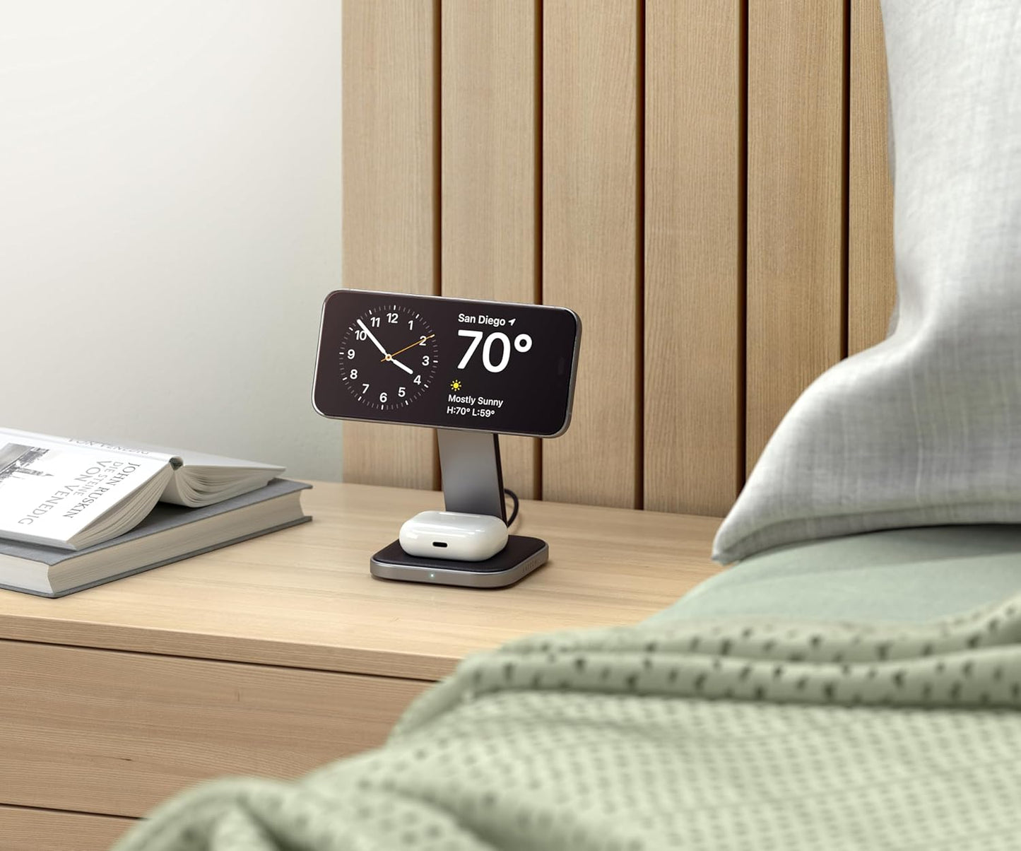 Satechi 2 in 1 Wireless Charger, Qi2 15W Dual Wireless Charger Stand, Magnetic, Foldable Travel Charger Station for iPhone 16/15/14/13/12, and AirPods Pro/3/2