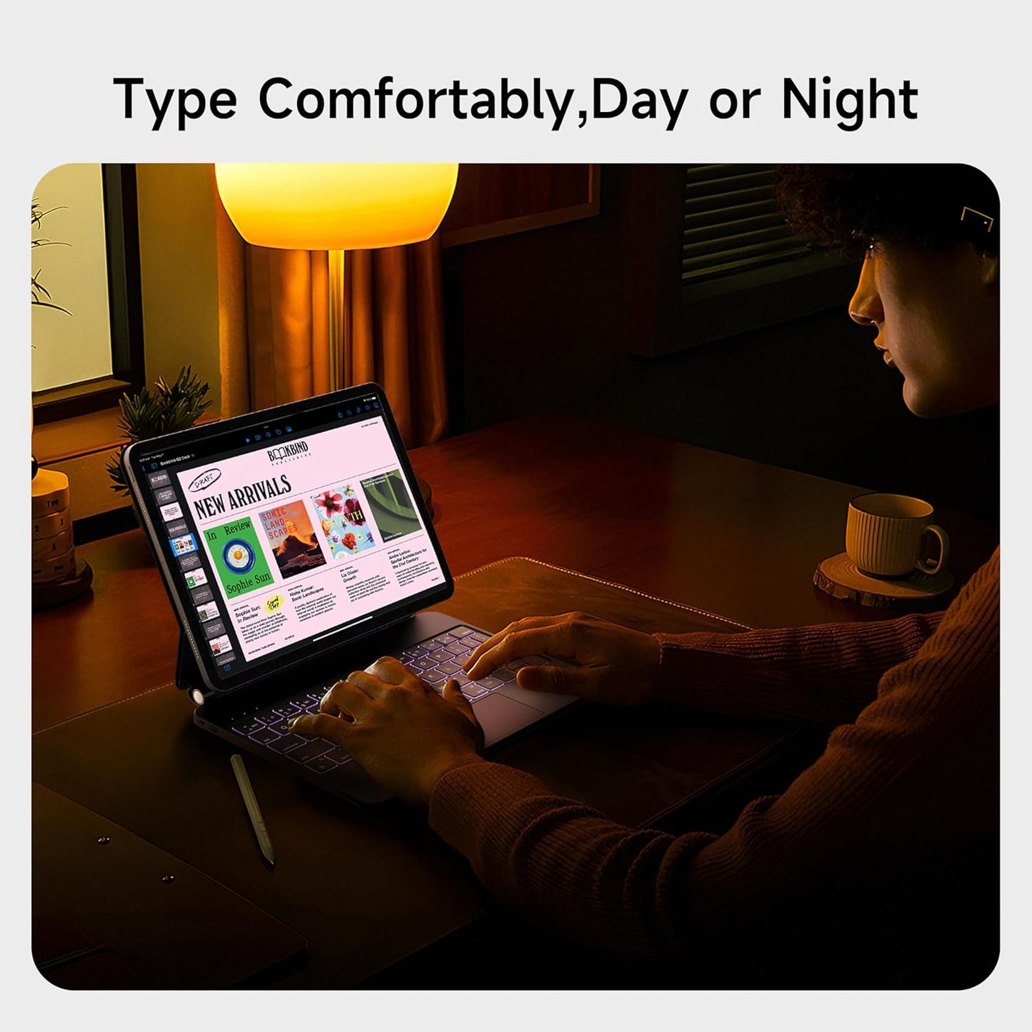 HOU iPad Pro 11 Inch Case with Keyboard M4 2024(ONLY),Magic Keyboard iPad Pro 11 Inch (5th Gen) Keyboard Case,Click-Anywhere Trackpad,7 Colors Backlight,Easy-Set,Black