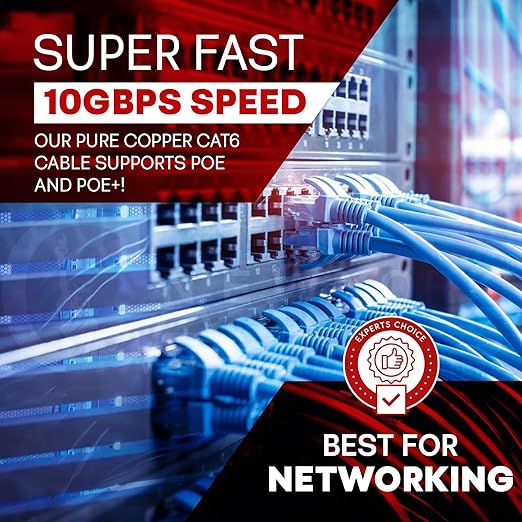 NewYork Cables CAT6 Plenum Cable 1000ft | 100% Pure Copper, UTP, 550MHz, 23AWG, 4Pair 10GB Ethernet Cable, Certified CMP-Rated Bulk Cat 6 for Networking & Gaming (1000ft, Pure Copper,Black)