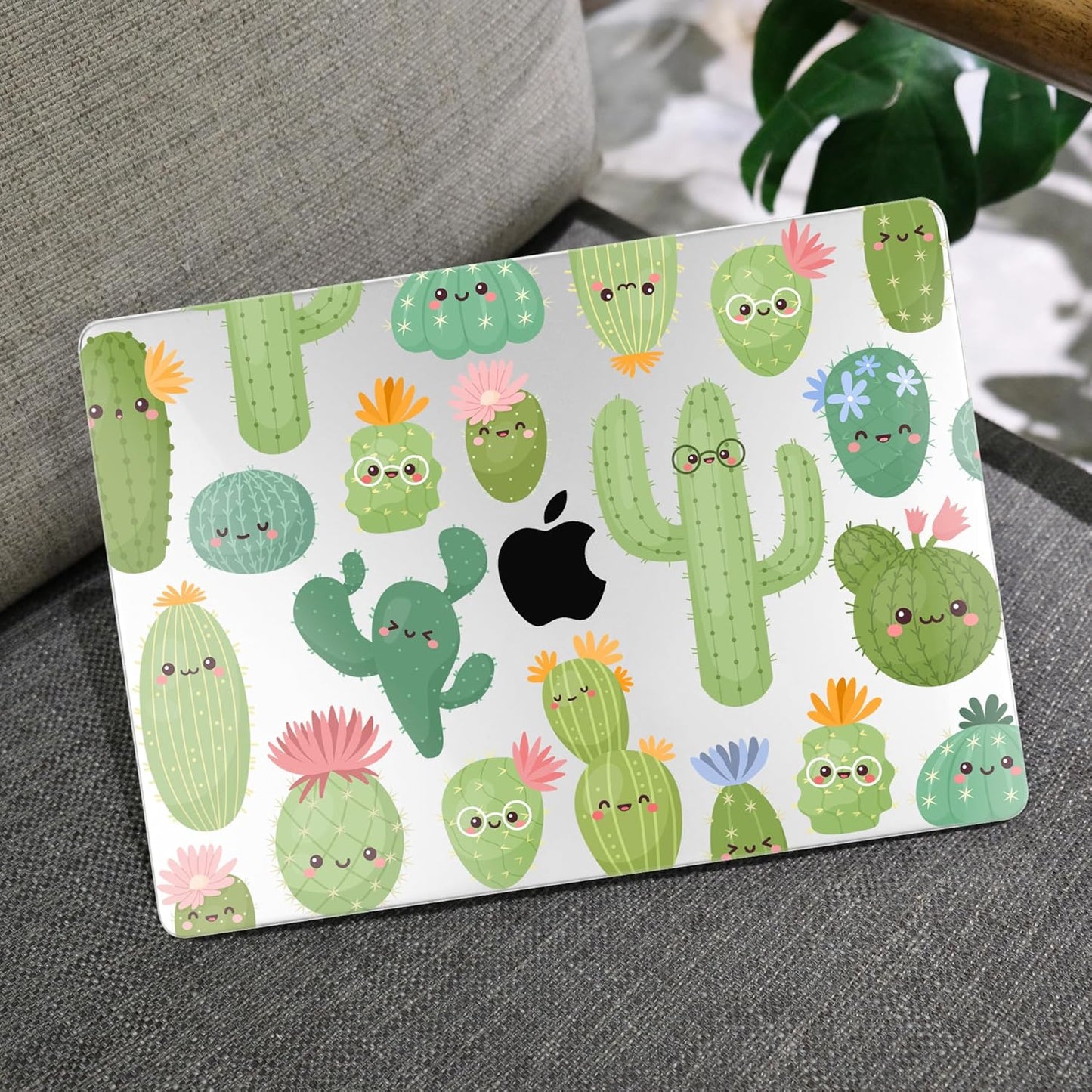MEEgoodo Case for M4/M3/M2 MacBook Air 13.6 inch Case 2025 2024 2022, Fit Model A3240/A3113/A2681, Laptop Hard Shell with Keyboard Cover Compatible with MacBook Air 13 inch, Smiley Cactus