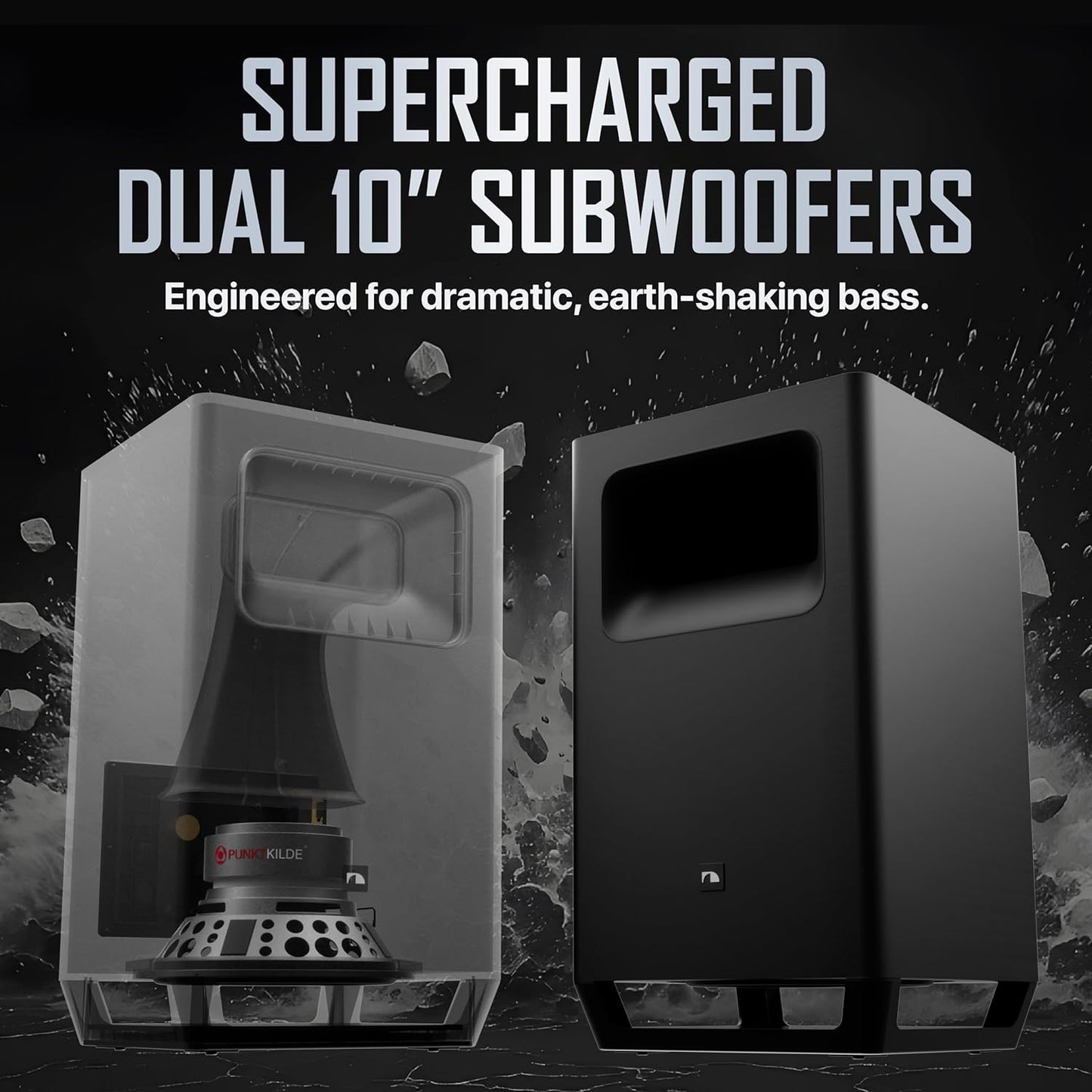 Nakamichi Shockwafe 11.2.6 Channel Dolby Atmos/DTS:X Soundbar with Upgraded Dual 10” Subwoofers, Wireless Bipolar Surrounds, 6 Height Channels, AHD Ultra, 31 Punktkilde Drivers (2025 Flagship)