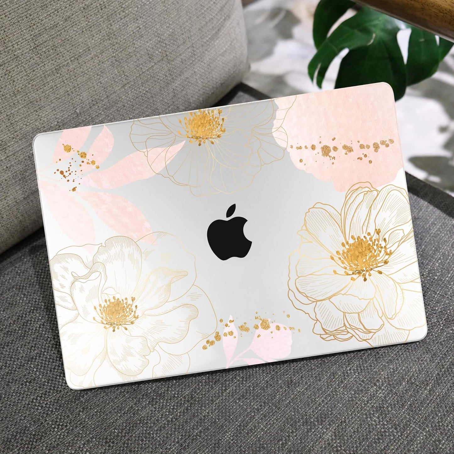 MEEgoodo for MacBook Air 13 inch Case 2021 2020 2019 2018 Released A2337 M1 A2179 A1932 with Touch ID, Plastic Hard Shell & Keyboard Cover Compatible with MacBook Air Case 13.3, Tropical Pink Flowers