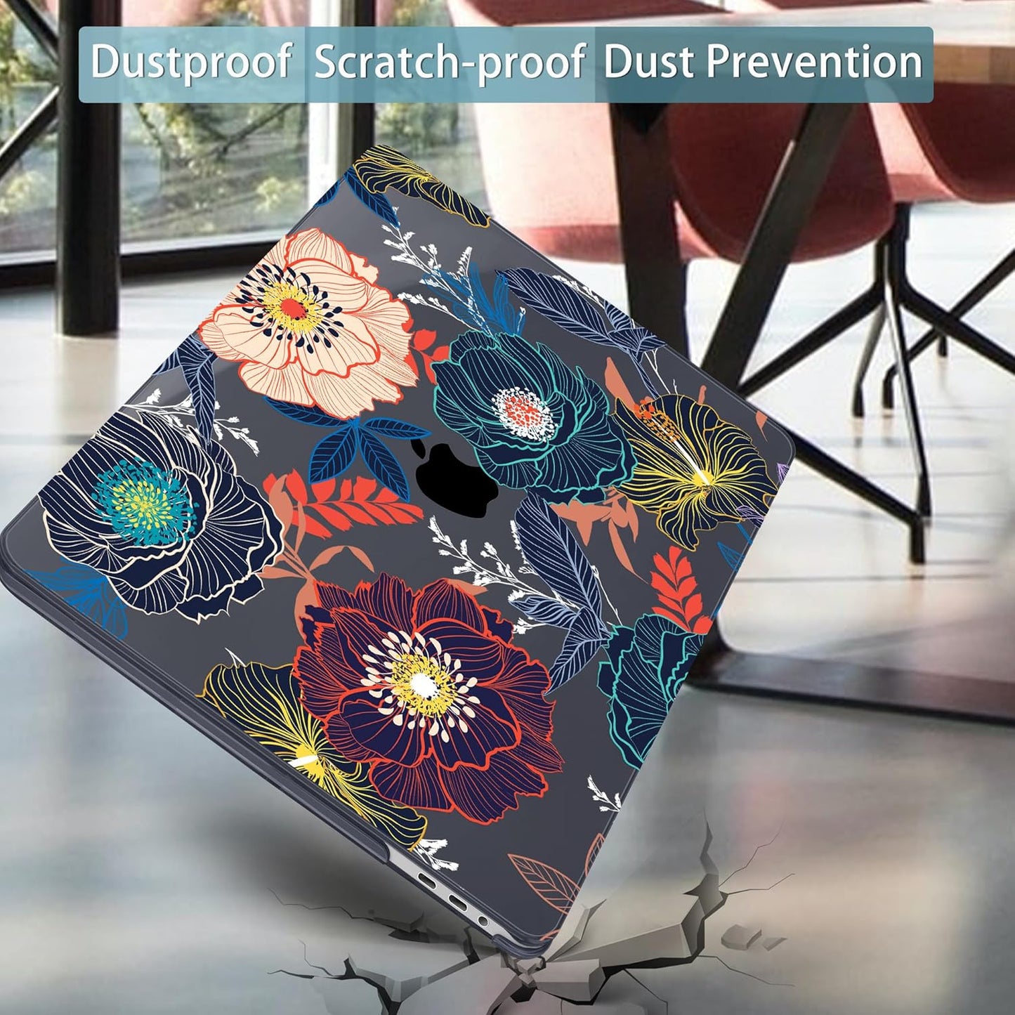 Mektron for MacBook Pro 16 inch A2141 Case 2020 2019 Release with Retina Display & Touch Bar & Touch ID, Plastic Hard Shell Cover Keyboard Skin Screen Protector Dust Plug,Dahlia Flowers