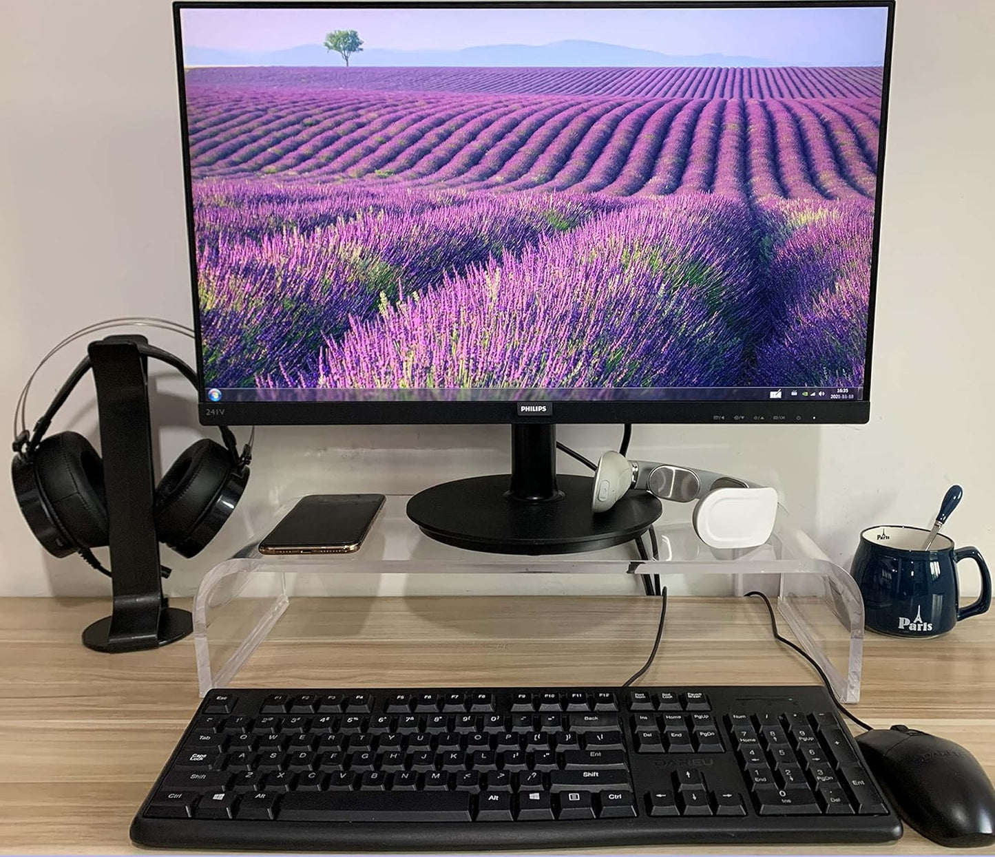 Clear Acrylic Monitor Stand,Keyboard Cover Protector Anti-Cat Prevent Cats from Touching Keyboard,Stand for Laptop, 1525-001