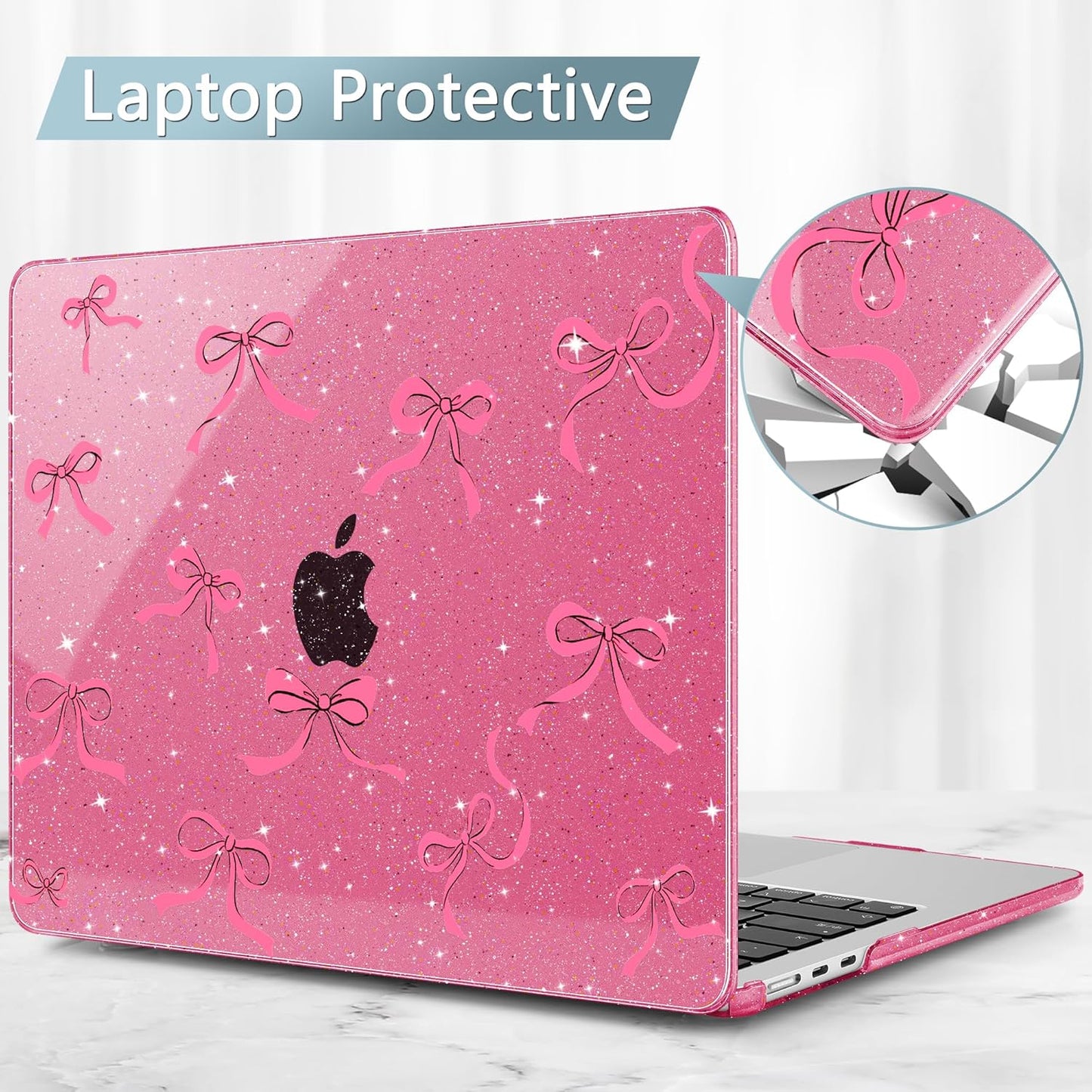May Chen for MacBook Air 13.6 Inch Case 2025/2024/2023/2022 Release (Model A2681 A3113 A3240, M2 M3 M4 Chip) – Hard Shell Laptop Cover with Keyboard Cover & Screen Protector,Peach Bows