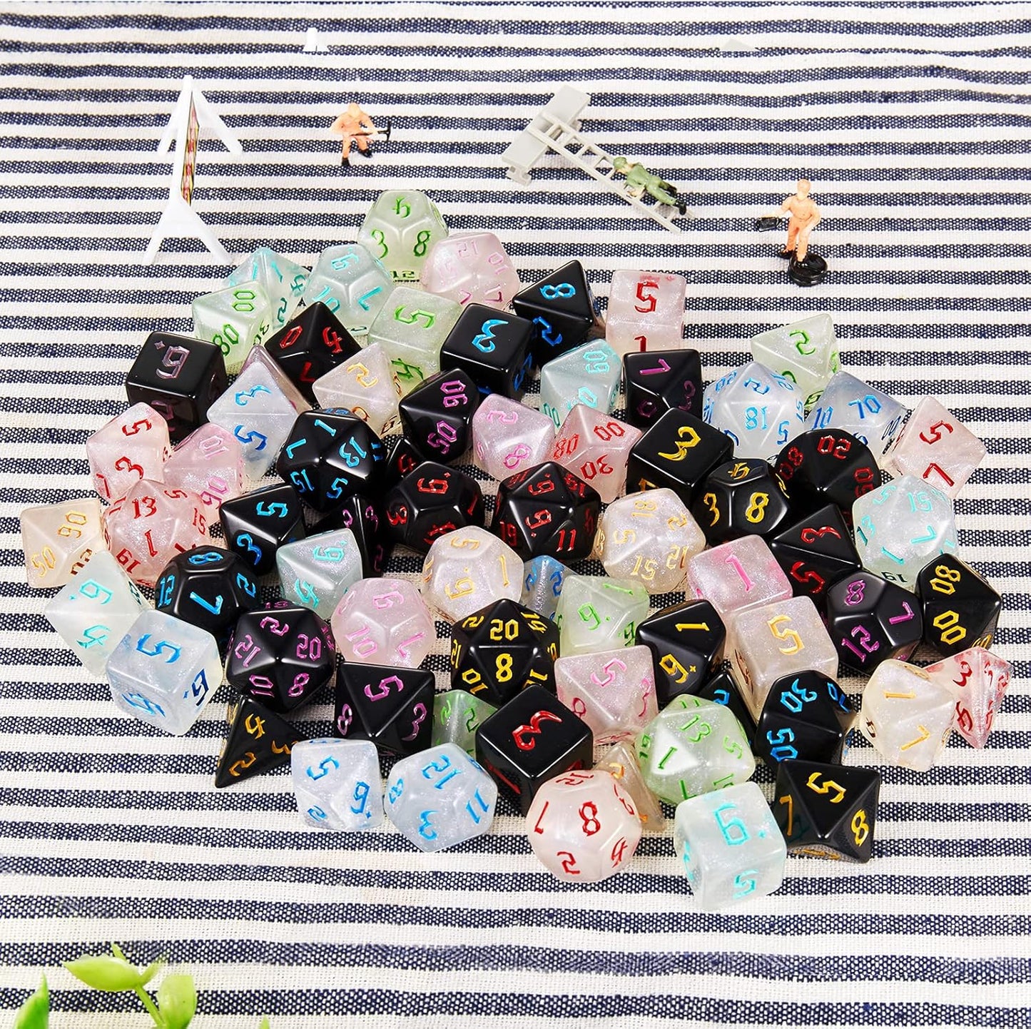 DND Dice, 10 X 7 (70 Pieces) Polyhedral Dice Set for Dungeons and Dragons DND RPG MTG Table Games D4 D6 D8 D10 D% D12 D20 with 10 Pack Black Bags