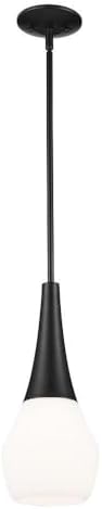 Kichler Deela 17 Inch 1 Light Pendant with Satin Etched Cased Opal Glass in Black